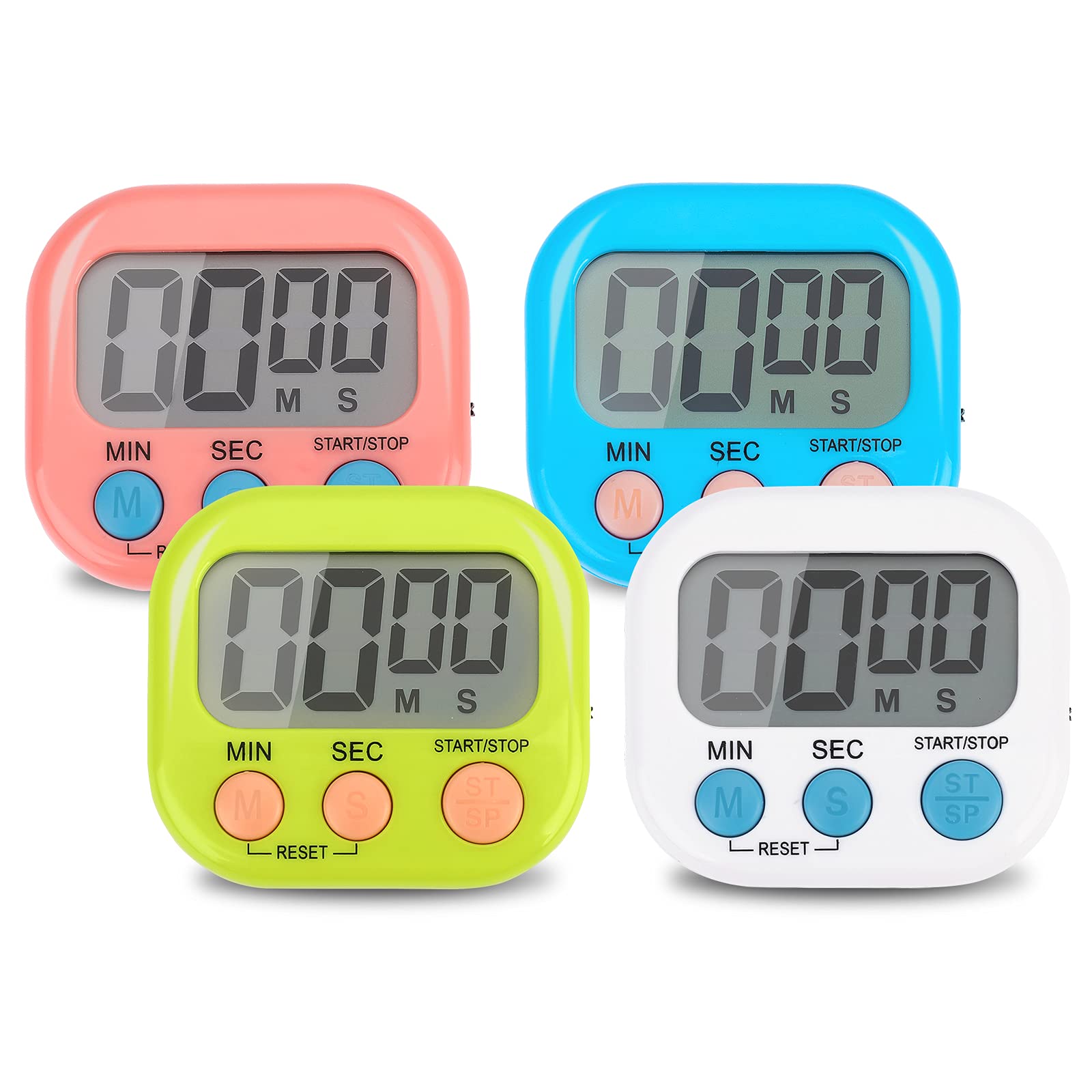 4-Piece Multi-Function Digital Timer with Memory Function - Programmable Countdown Clock for Kitchen Cooking, Study Sessions, Work Productivity, Fitness Training & Outdoor Adventures (Batteries Not Included) | Perfect for Meal Prep, Time Management & Workout Tracking