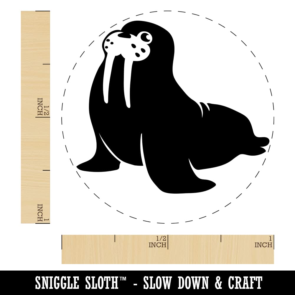 Wobbly Walrus Self-Inking Rubber Stamp - 1 Inch Medium Red Ink Stamper for DIY Crafts, Scrapbooking, Planner Decorations & Card Making - Perfect for Journals, Gift Wrapping & Office Use