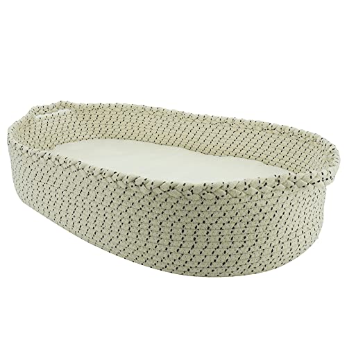 Organic Baby Changing Basket with Thick Washable Pad - Handmade Natural Woven Bassinet for Newborns | Portable Nursery Storage & Diaper Changing Station for Home, Nursery & Travel
