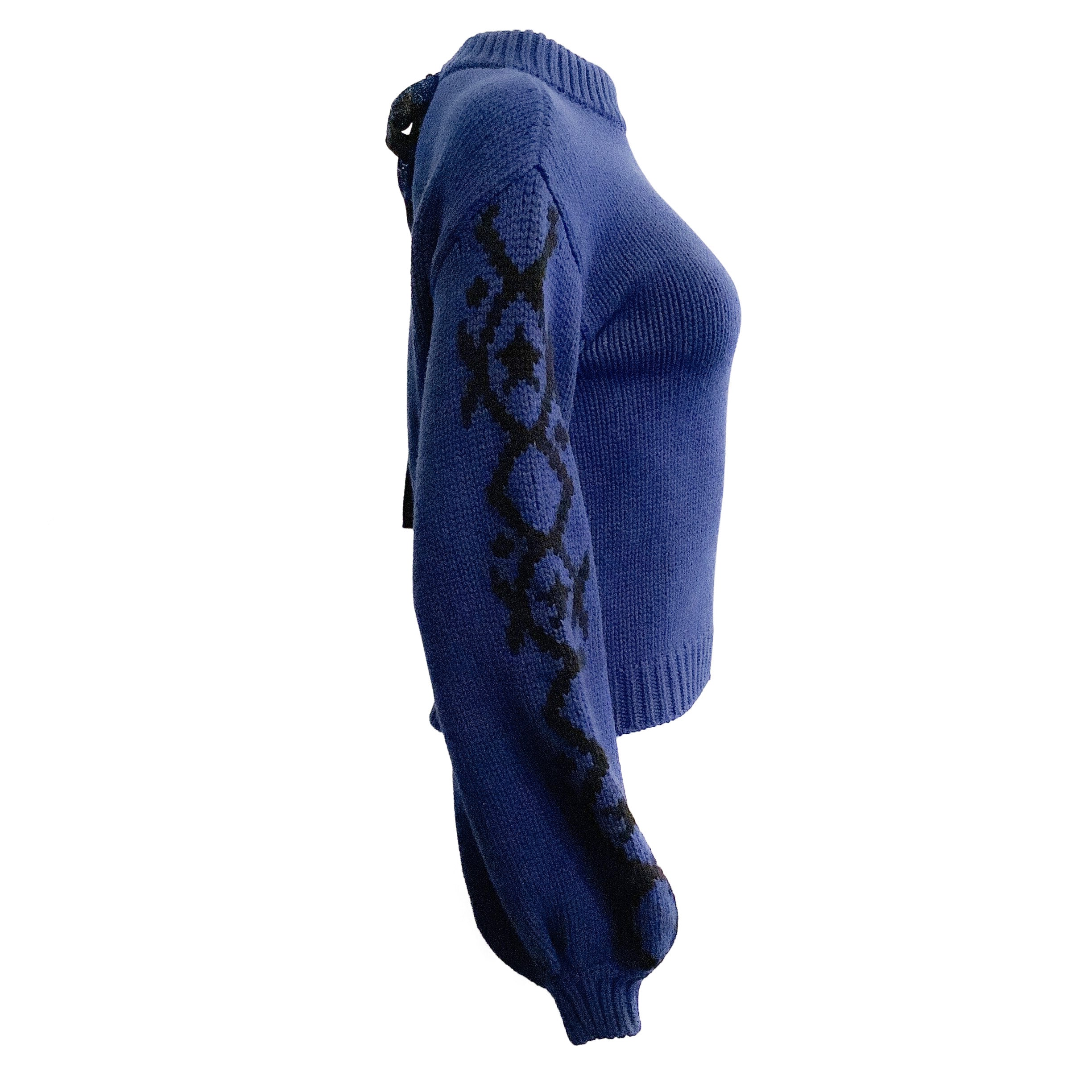Alanui Geometric Star Intarsia Open Back Sweater - Odyssey Blue Knitwear for Women | Perfect for Casual Outings, Date Nights & Fall Layering