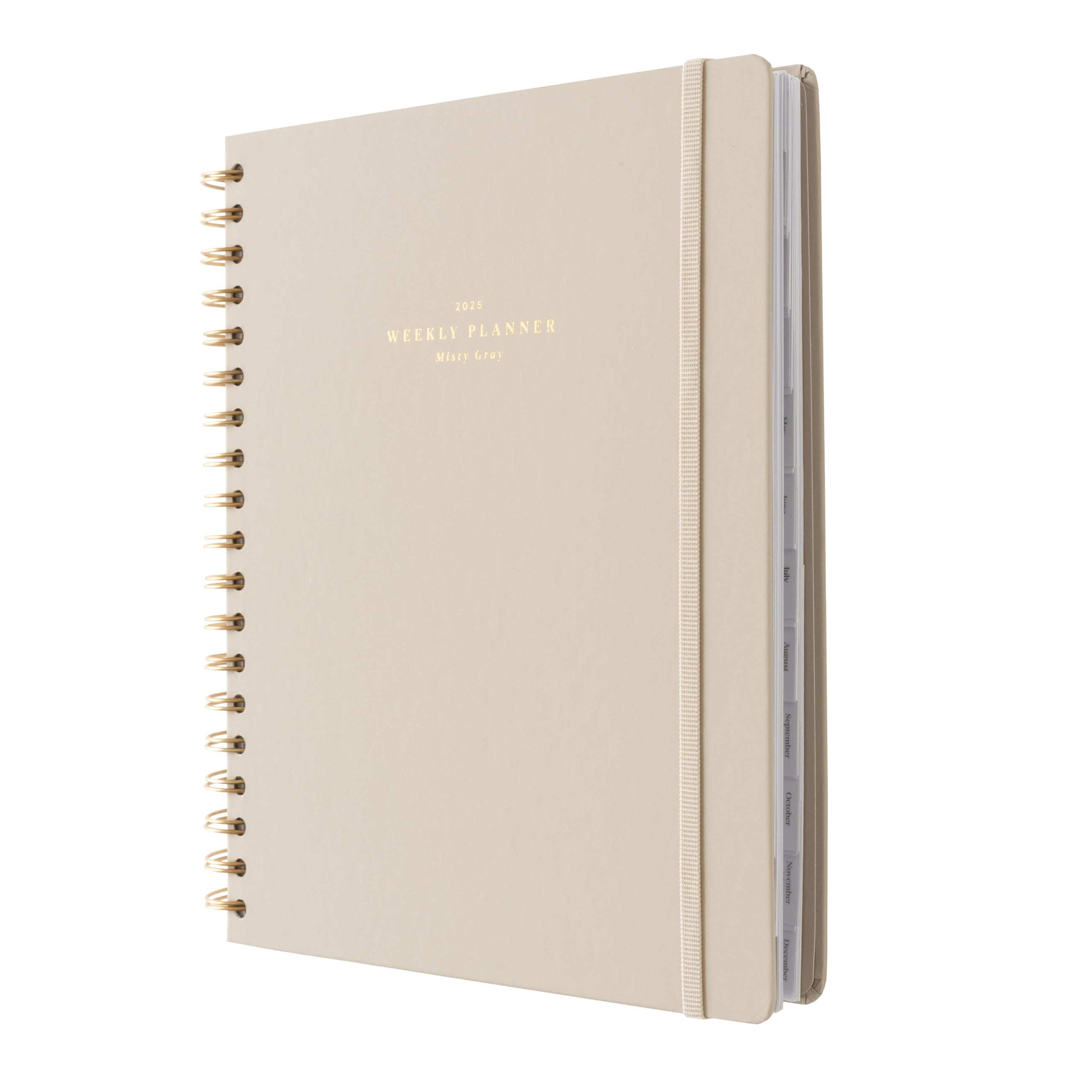 Kokonote 2025 Weekly Planner - Misty Gray Hardcover Diary | 8.3 x 9.8 Inches (21 x 25 cm) | August 2024 - December 2025 Calendar | Includes Stickers & Tabs | Perfect for Office, School & Personal Organization