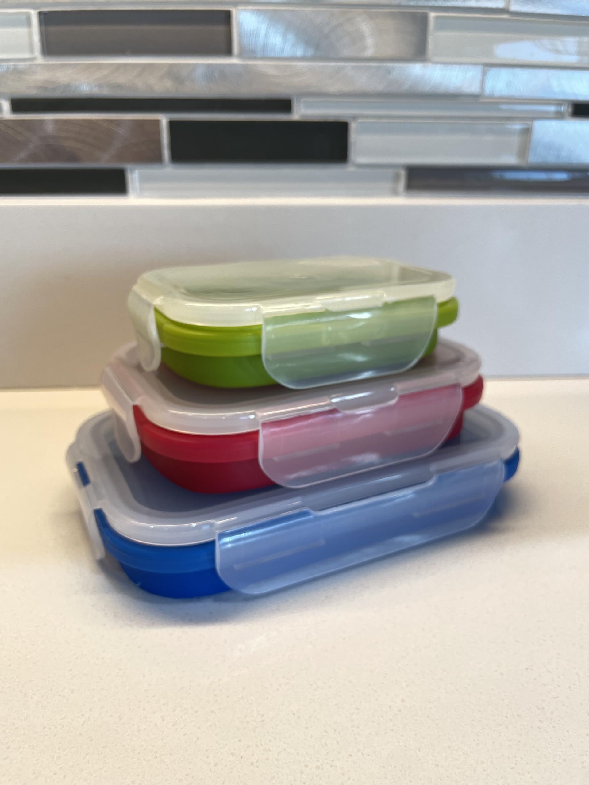 Collapsible Silicone Food Storage Containers Set - BPA-Free, Leak-Proof, Space-Saving Kitchen Organizers (5-Piece Multi-Color) - Perfect for Meal Prep, Leftovers & On-the-Go Lunches
