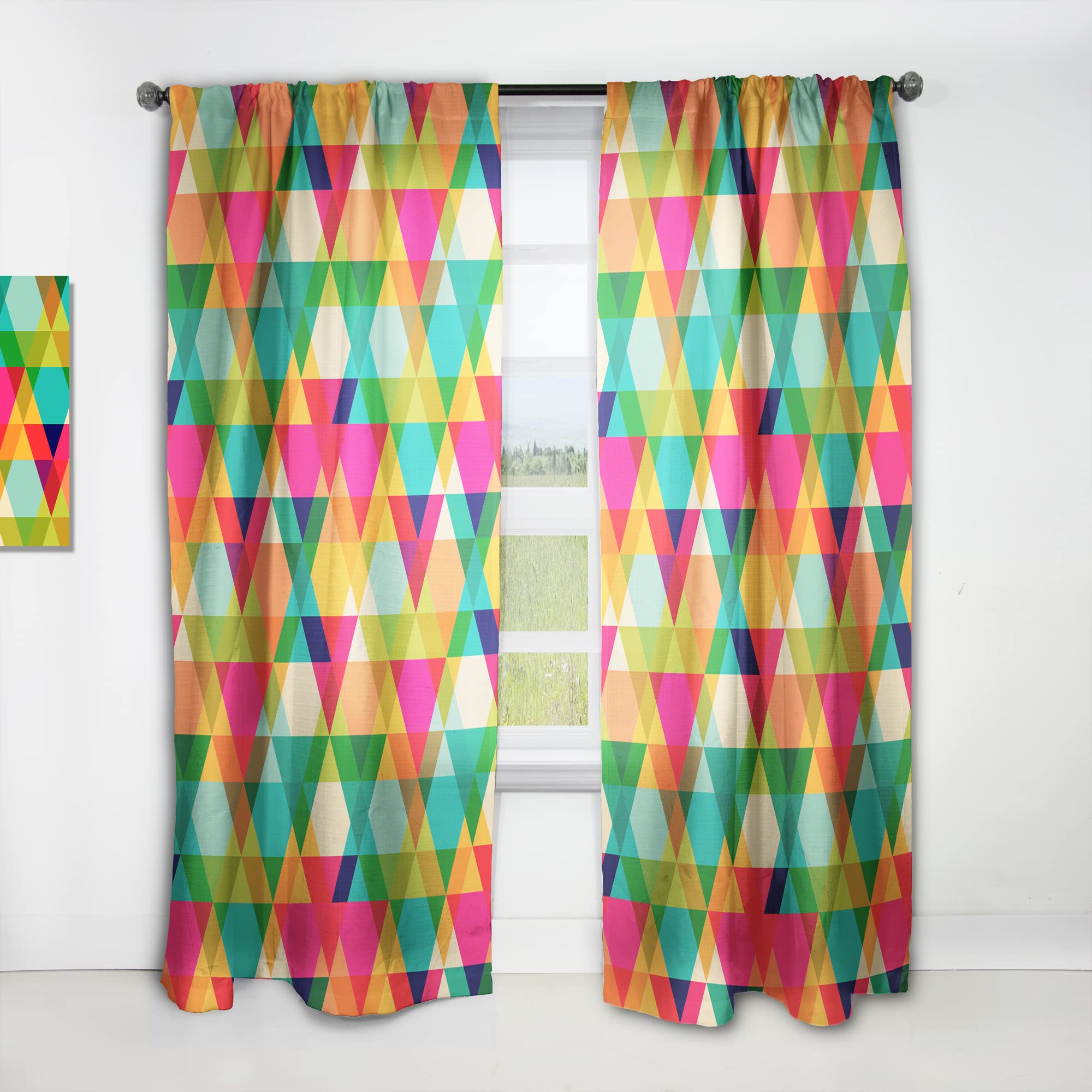 DesignQ Diamond Retro IX Thermal Insulated Curtains - Single Panel 52x95 Inches - Blackout Drapes for Bedroom & Living Room (Perfect for Home Decor, Temperature Control & Light Blocking)