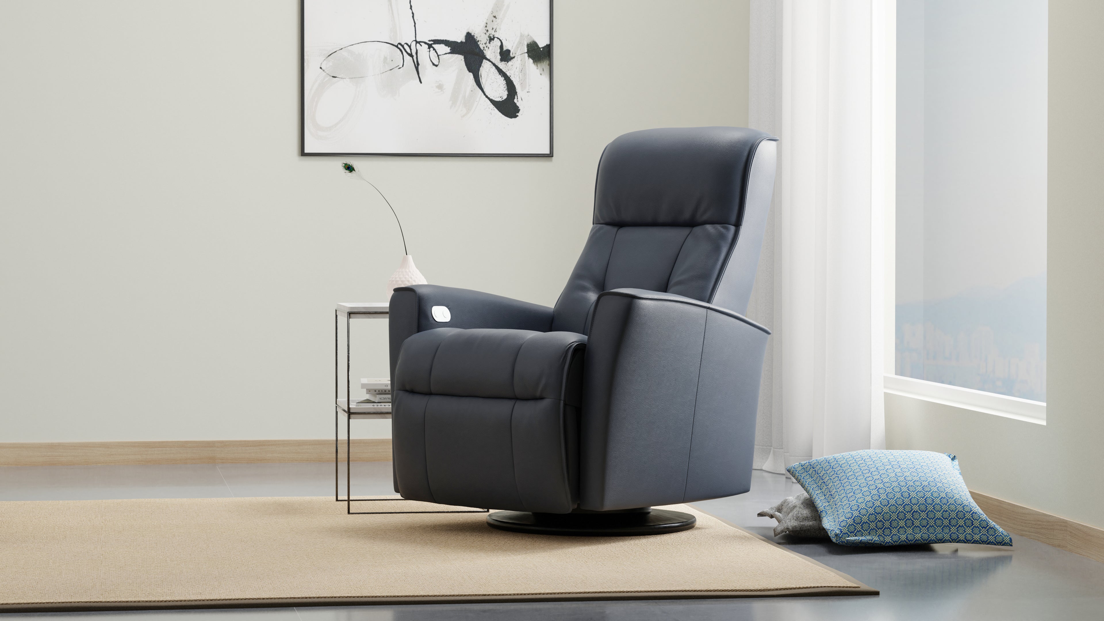 Premium Fjords Harstad Recliner Chair - Genuine Top Grain Leather, Ergonomic Design for Ultimate Comfort - Perfect for Living Room, Home Theater & Office Relaxation
