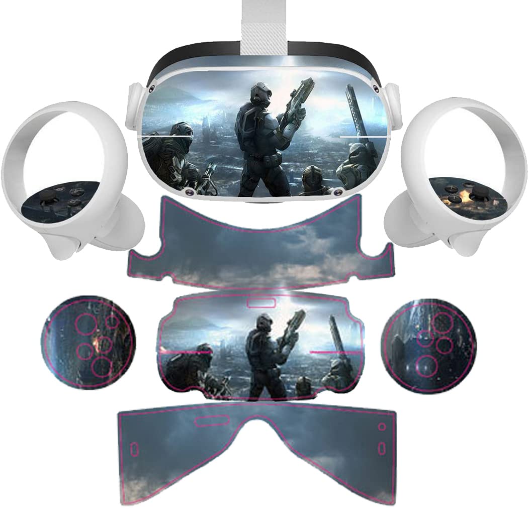Oculus Quest 2 VR Controller Skins - Premium Vinyl Decal Stickers for Headset & Controllers | Warrior Grey Protective Cover | Virtual Reality Gaming Accessories for Enhanced Grip & Style | Perfect for VR Gaming, Streaming & Esports