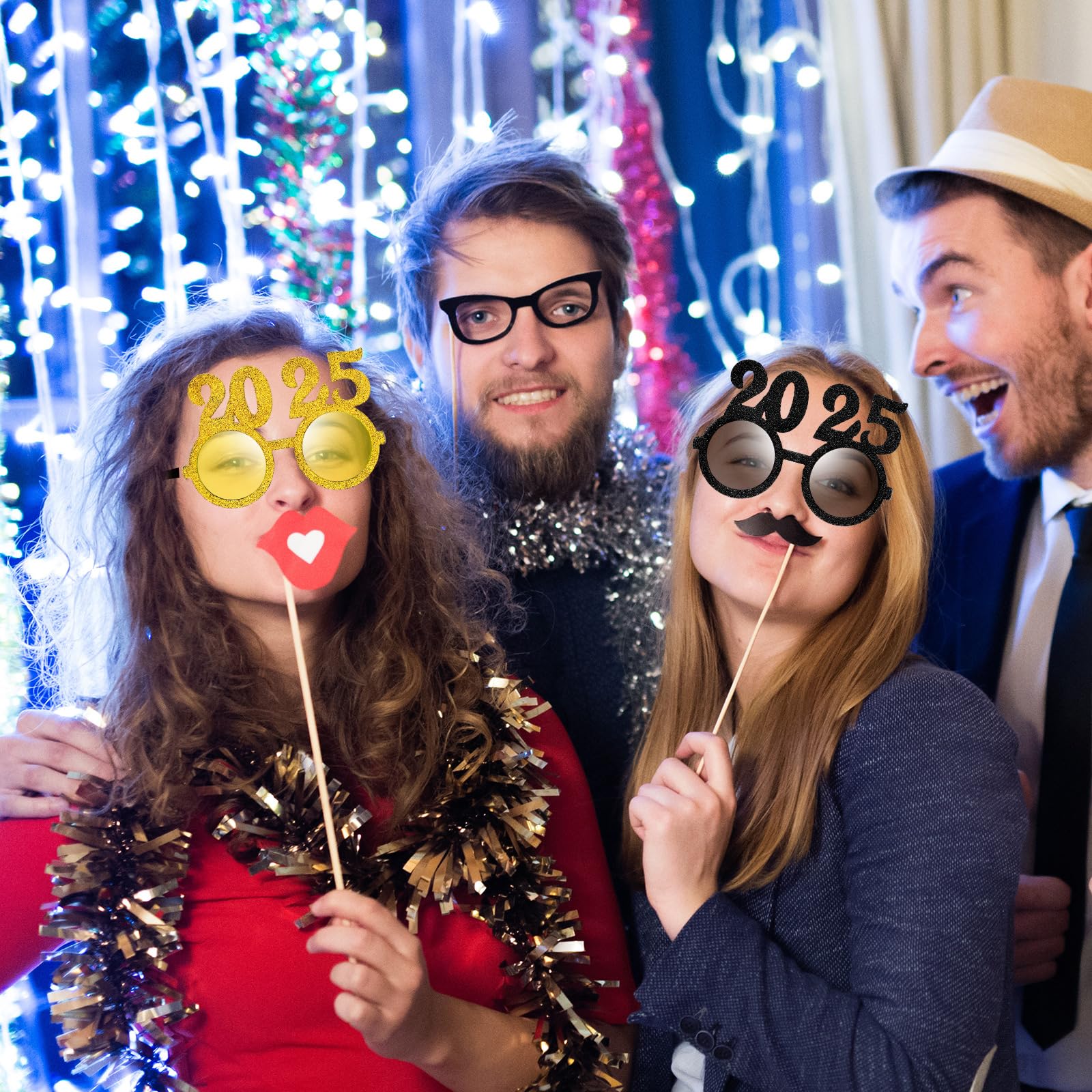 Konohan 6 Pairs 2025 Glasses - New Year's Eve Party Glasses with Glitter Numbers, Fun Photo Props & Sunglasses for Adults - Perfect for NYE Celebrations, Countdown Parties & Festive Gatherings