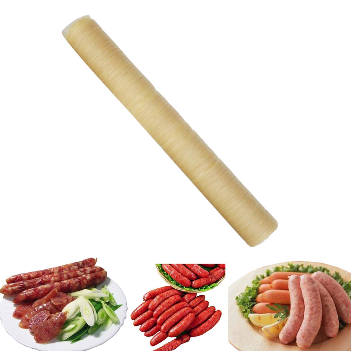 Premium 28mm x 14m Collagen Sausage Casing for Hot Dogs & Sausages - Natural Edible Sausage Skin for Homemade Sausage Making, BBQ, and Food Processing - Perfect for Home Chefs & Commercial Kitchens