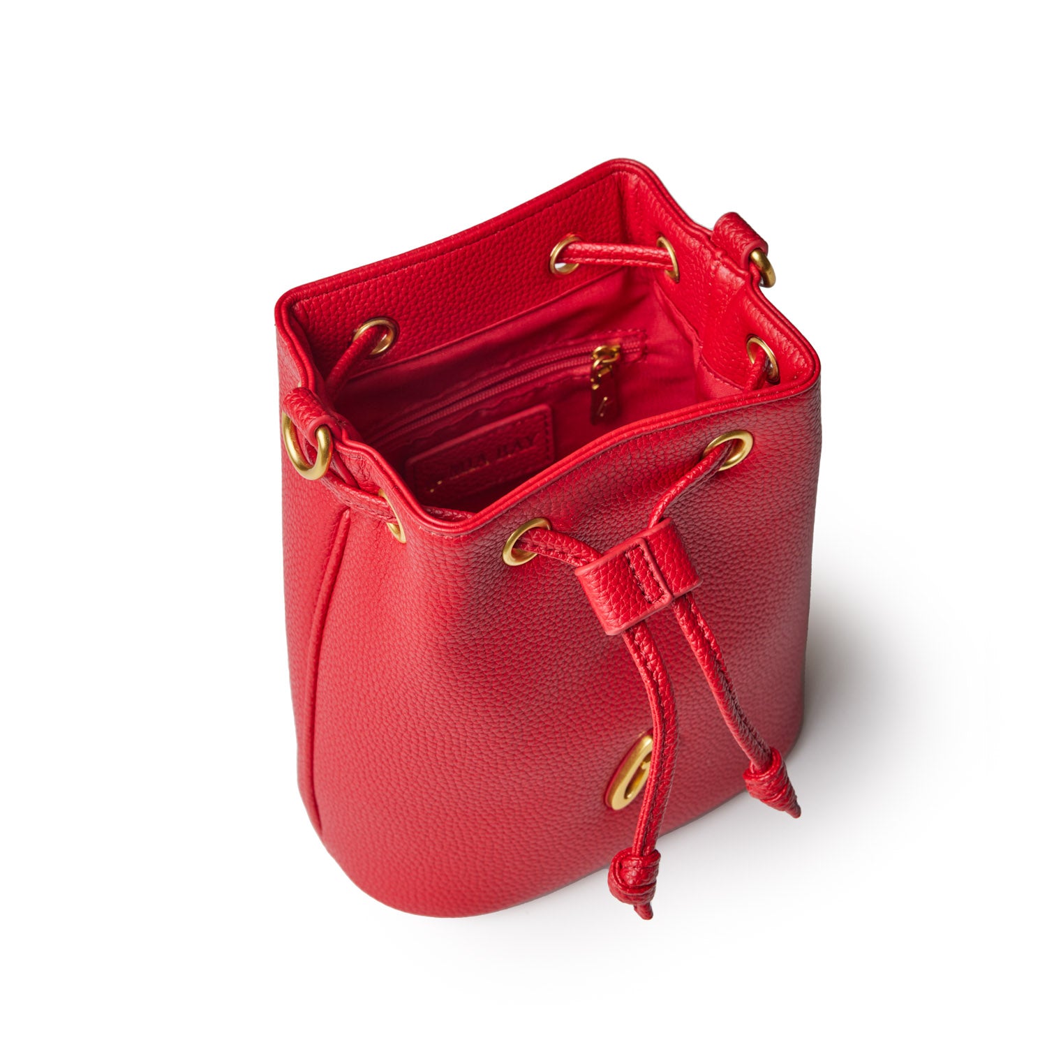Mini Pebble Leather Bucket Bag in Red - Stylish Crossbody Purse for Women, Perfect for Everyday Use, Work, and Travel
