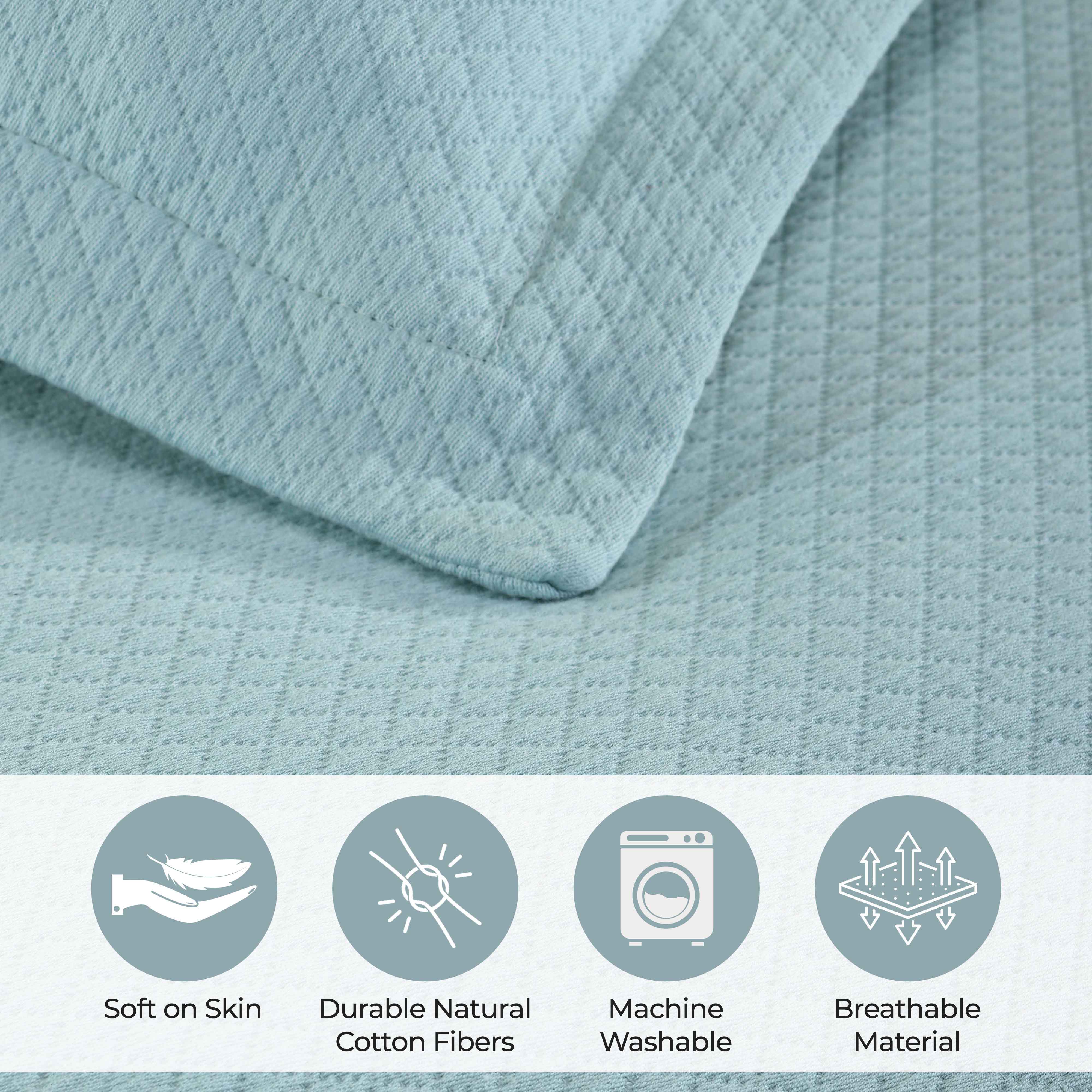 Luxury Jacquard Matelassé Cotton Diamond Solitaire Bedspread Set - Queen Size Bedding Coverlet for Master Bedroom, Guest Room & Hotel Decor