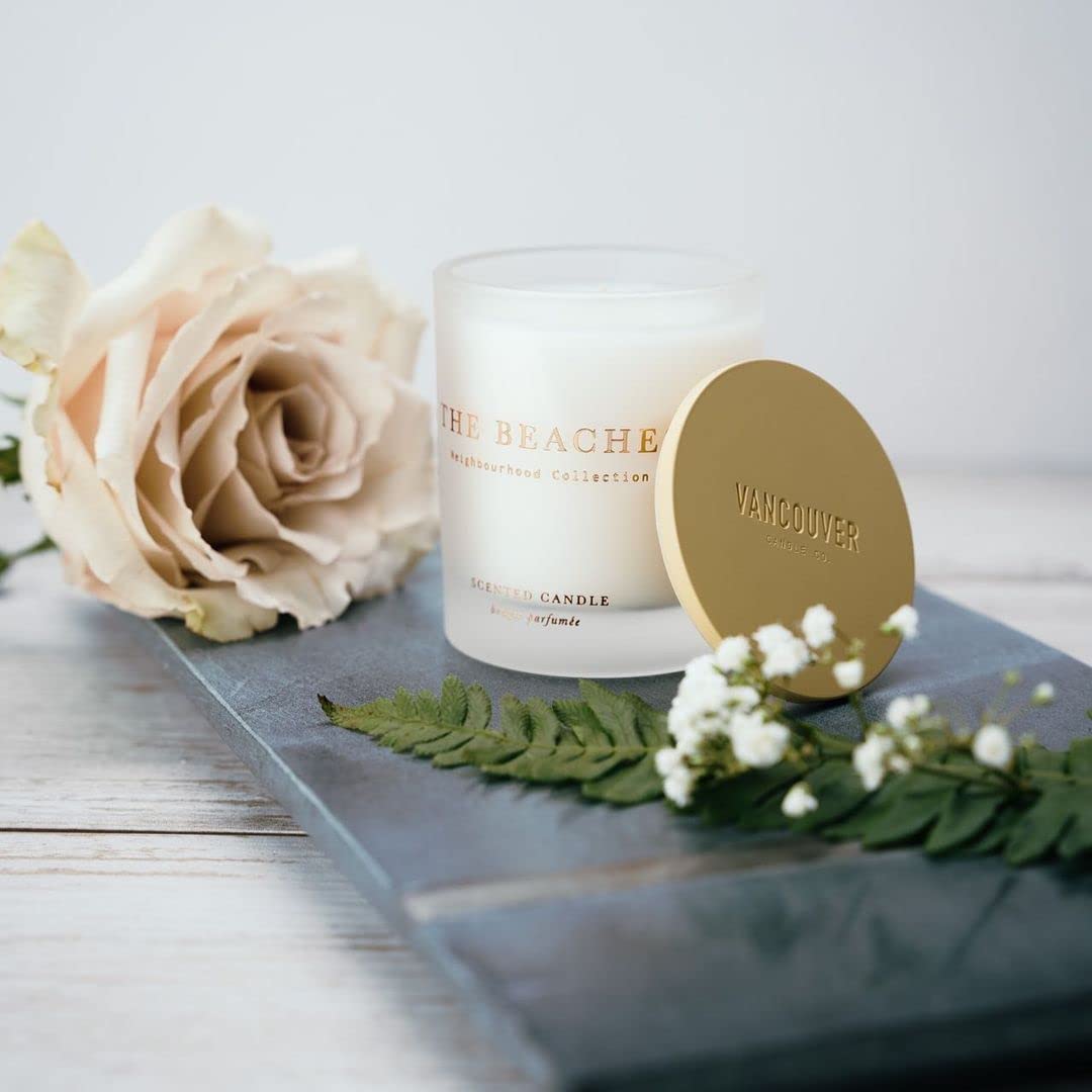 Vancouver Candle Co. The Beaches Scented Soy Wax Candle - 10oz Non-Toxic Aromatherapy Candle with Essential Oils, Handmade Long-Lasting Strong Fragrance in Gift Box - Perfect for Home Relaxation, Spa Nights & Cozy Evenings