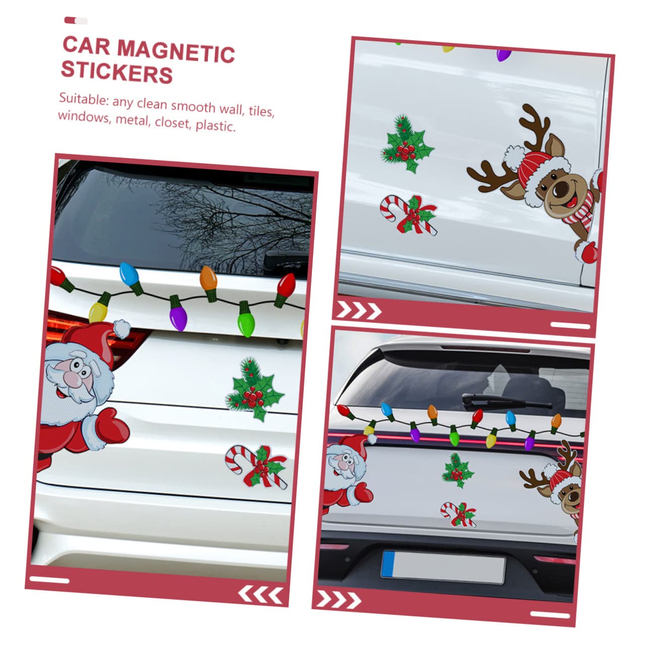HANABASS 2 Sets Elegant Christmas Refrigerator Magnets - Holiday Car Decor Magnetic Stickers for Vehicle, Fridge & Office - Perfect for Christmas Car Decoration, Home & Gift Giving
