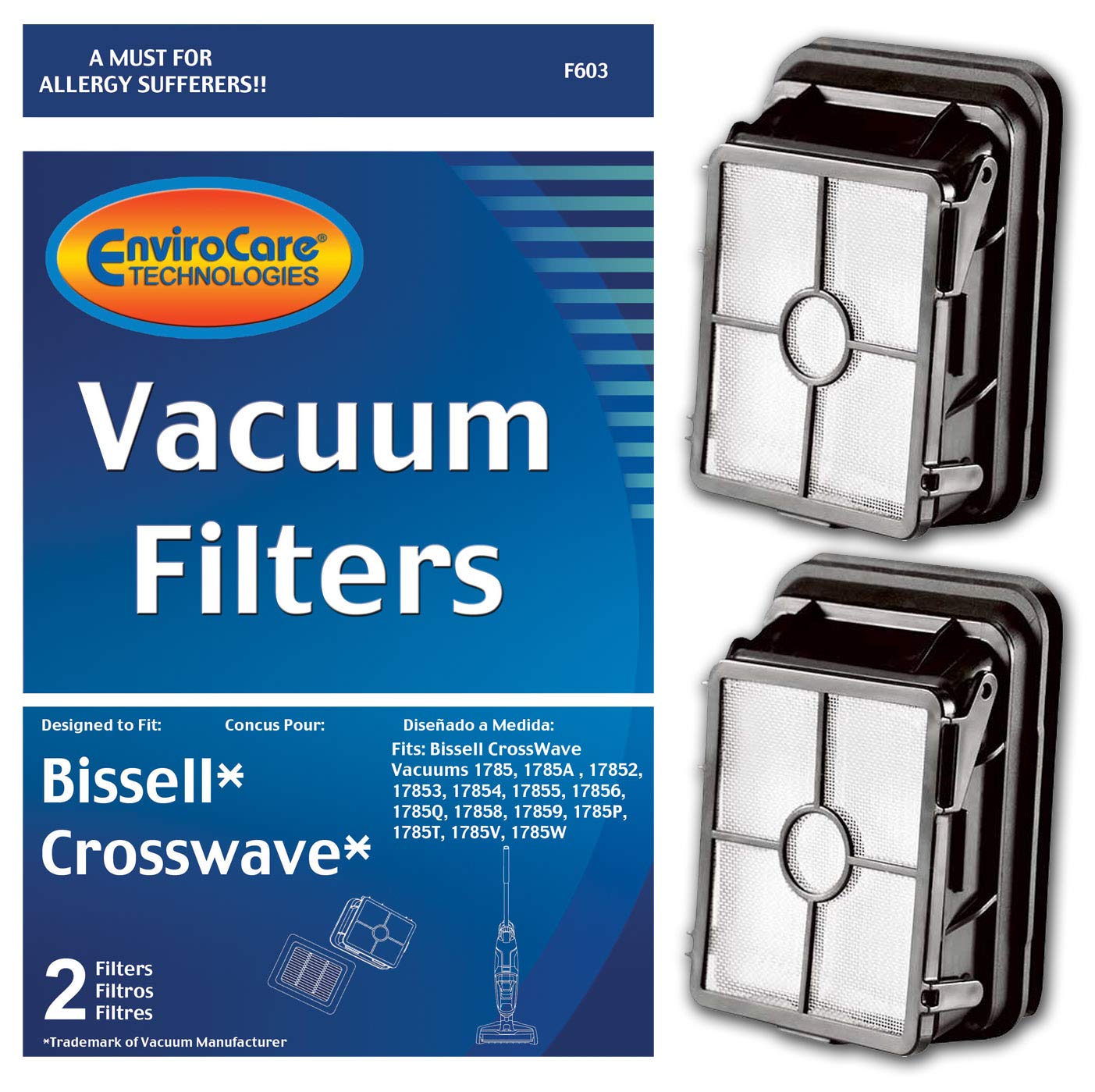 Bissell Crosswave HEPA Replacement Vacuum Filters - 2 Pack, Compatible with Bissell Crosswave Series | Perfect for Pet Hair, Allergies & Deep Cleaning