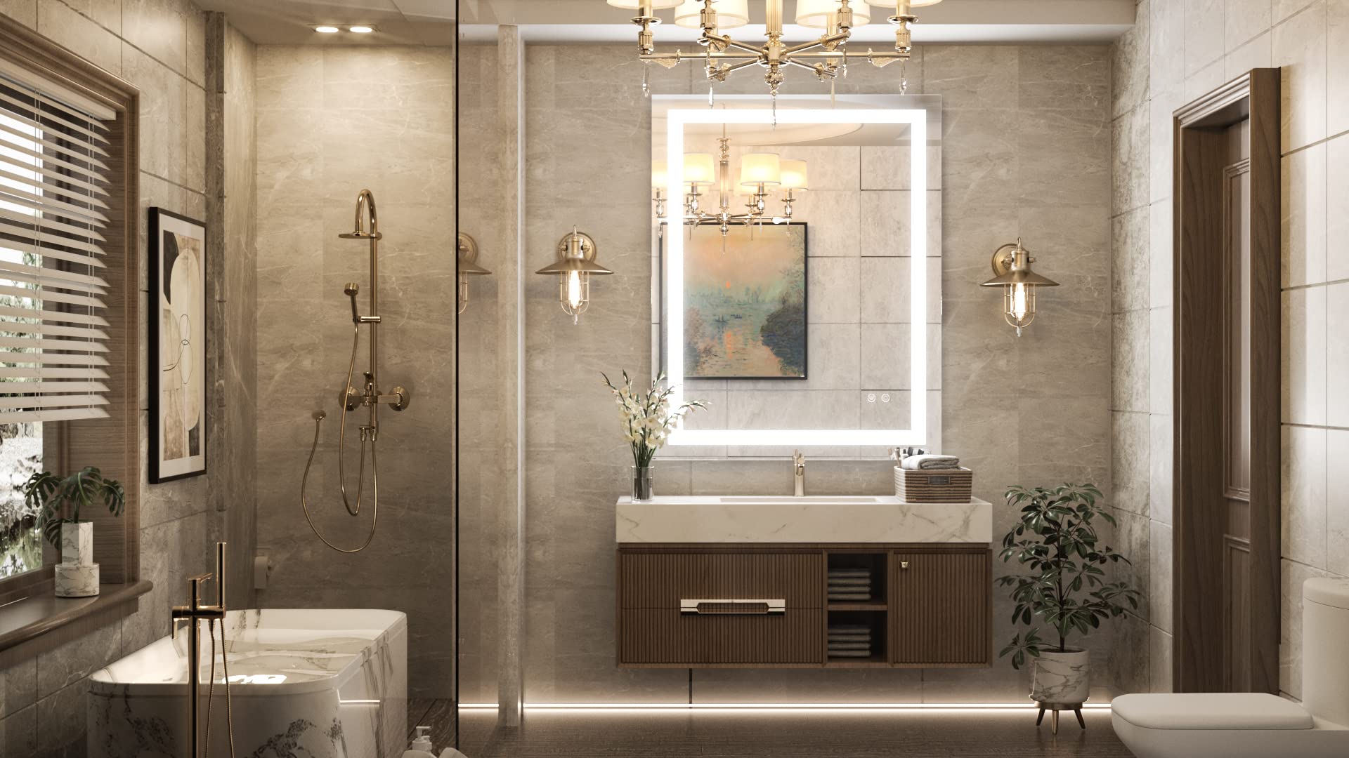 30 x 36 Inch LED Bathroom Mirror with Dimmable Lights - Anti-Fog Vanity Mirror for Makeup - Wall Mounted Modern Lighted Mirror with Tempered Glass - Perfect for Home Spa, Dressing Room & Luxury Bathroom Decor