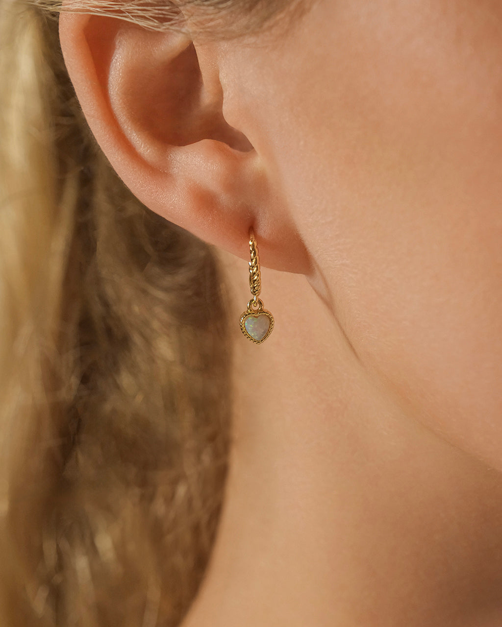 Elegant Meredith Braided Opal Heart Drop Hoop Earrings for Women – Perfect for Valentine's Day, Anniversary Gifts & Special Occasions
