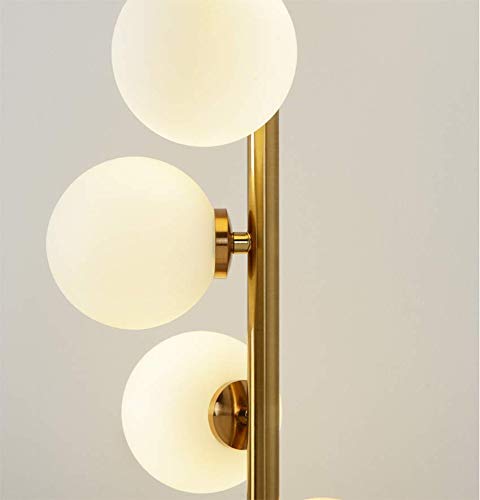 LITFAD Spiral Ball Floor Lamp - Postmodern Ivory Glass Shade with 6 LED Bulbs, Gold & Black Stand - Modern LED Floor Light for Living Room, Bedroom, Hotel Lobby - Perfect for Ambient Lighting in Home Decor and Commercial Spaces