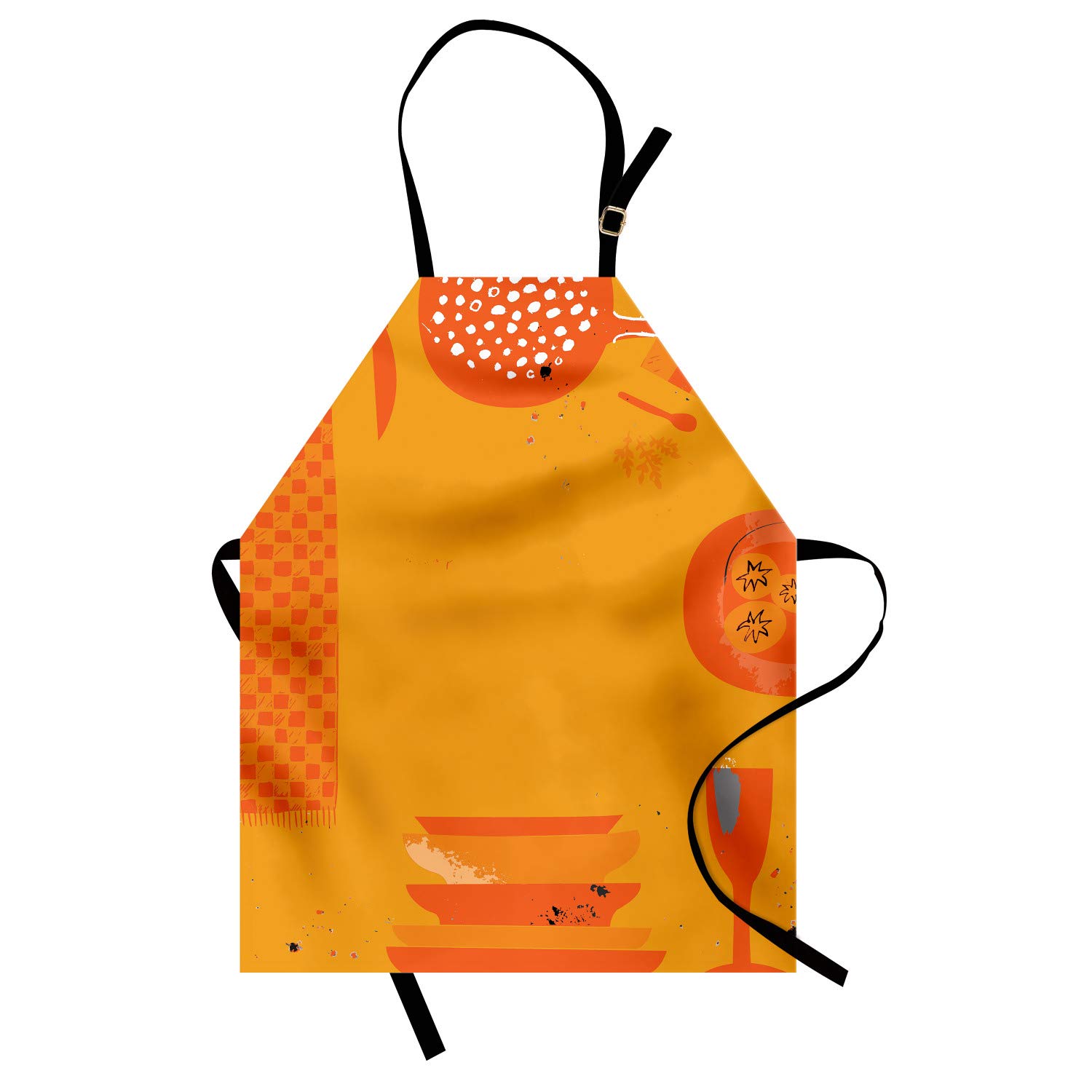 Ambesonne Personalized Chef Apron for Cooking - Modern Minimalist Kitchen Design with Adjustable Neck, Unisex Adult Bib Apron, Orange - Perfect for Home Chefs, BBQ, Baking & Culinary Gifts