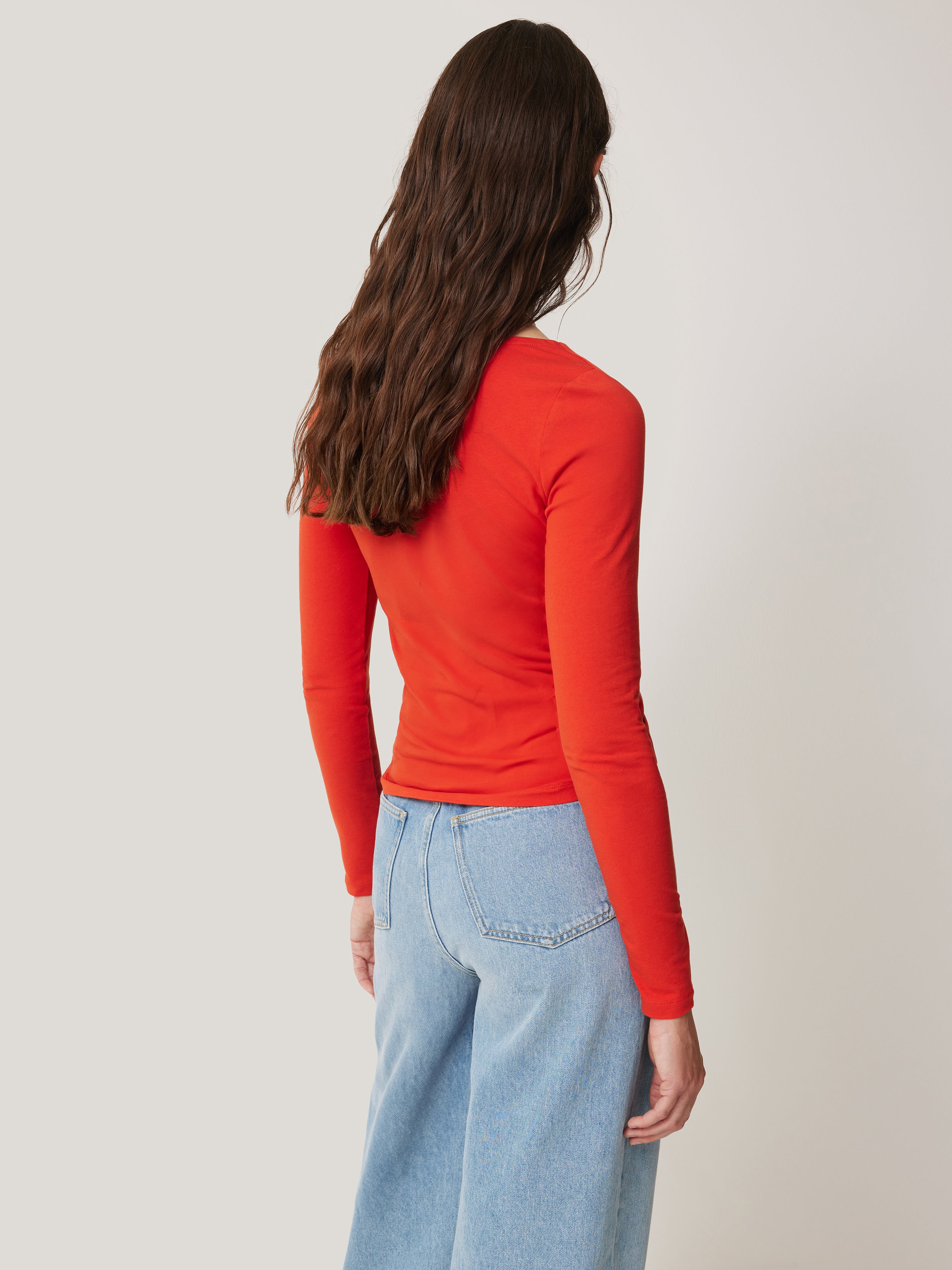 Double Front Ballet Neck Top for Women - Spice Orange Elegant Blouse for Dance, Yoga & Casual Wear
