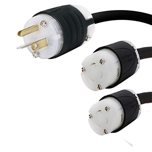 NEMA 5-20P to 2X L5-20R Y Splitter Cord - 20A/125V for Power Distribution