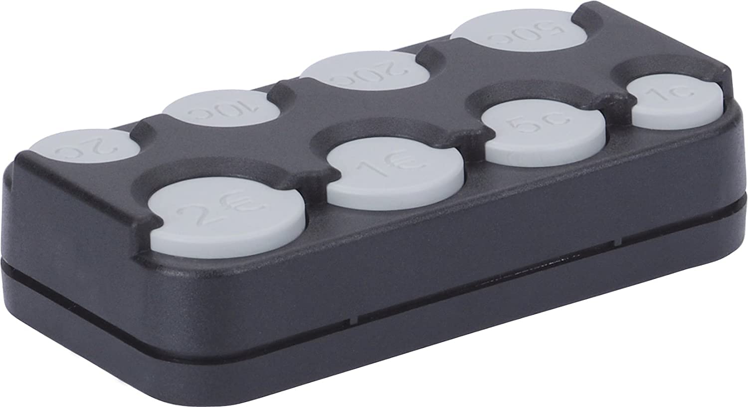8-Compartment Black Coin Box & Euro Holder - Money Organizer for Cash, Coins, and Tokens - Perfect for Home, Office, and Retail Use