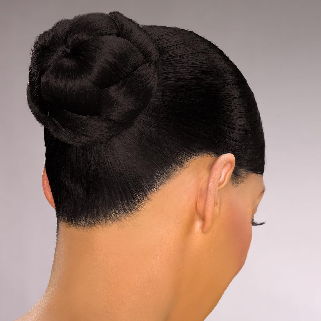 Foxy Silver Wigs - Dome F Hairpiece Color 2 | Wide Braid Chignon Comb Updo Style Synthetic Hair Extension for Women (Black Grey) | Perfect for Hair Loss, Cosplay & Special Occasions | Includes MaxWigs Hairloss Booklet