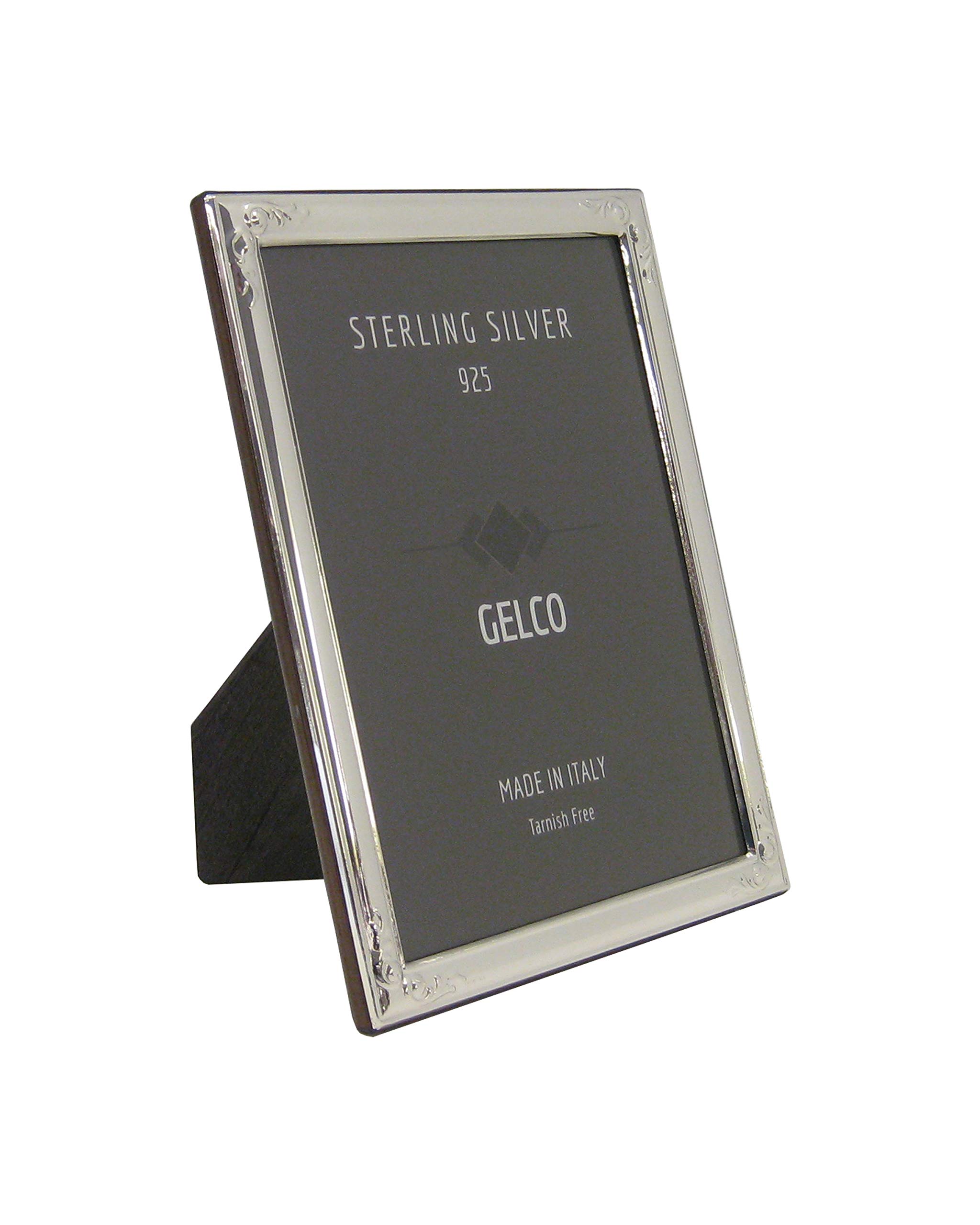 Gelco Italian 925 Sterling Silver Picture Frame with Scroll Embossed Corners - 4x6 Photo Display - Perfect for Wedding, Anniversary & Home Decor Gifts