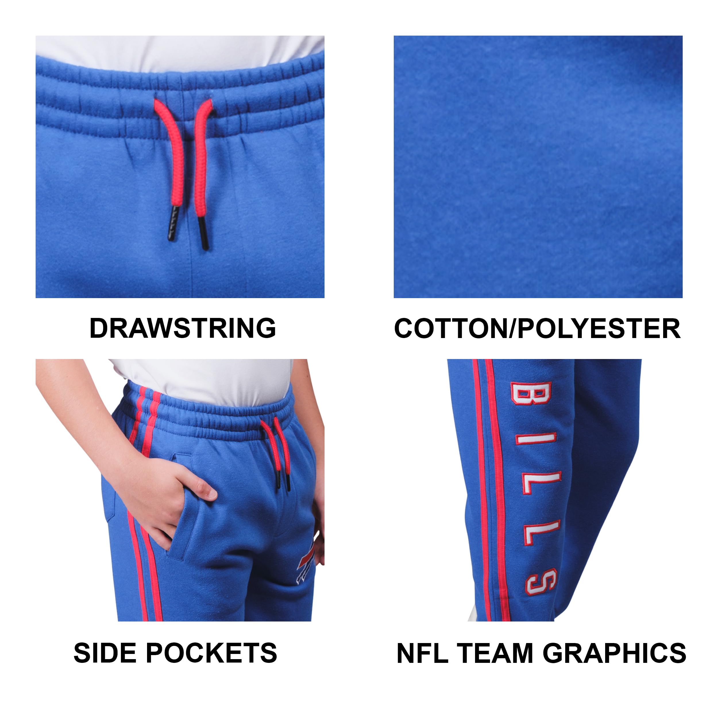 **NFL Official Youth Super Soft Striped Jogger Sweatpants for Game Day - Comfortable & Stylish for Sports, School & Casual Wear**
