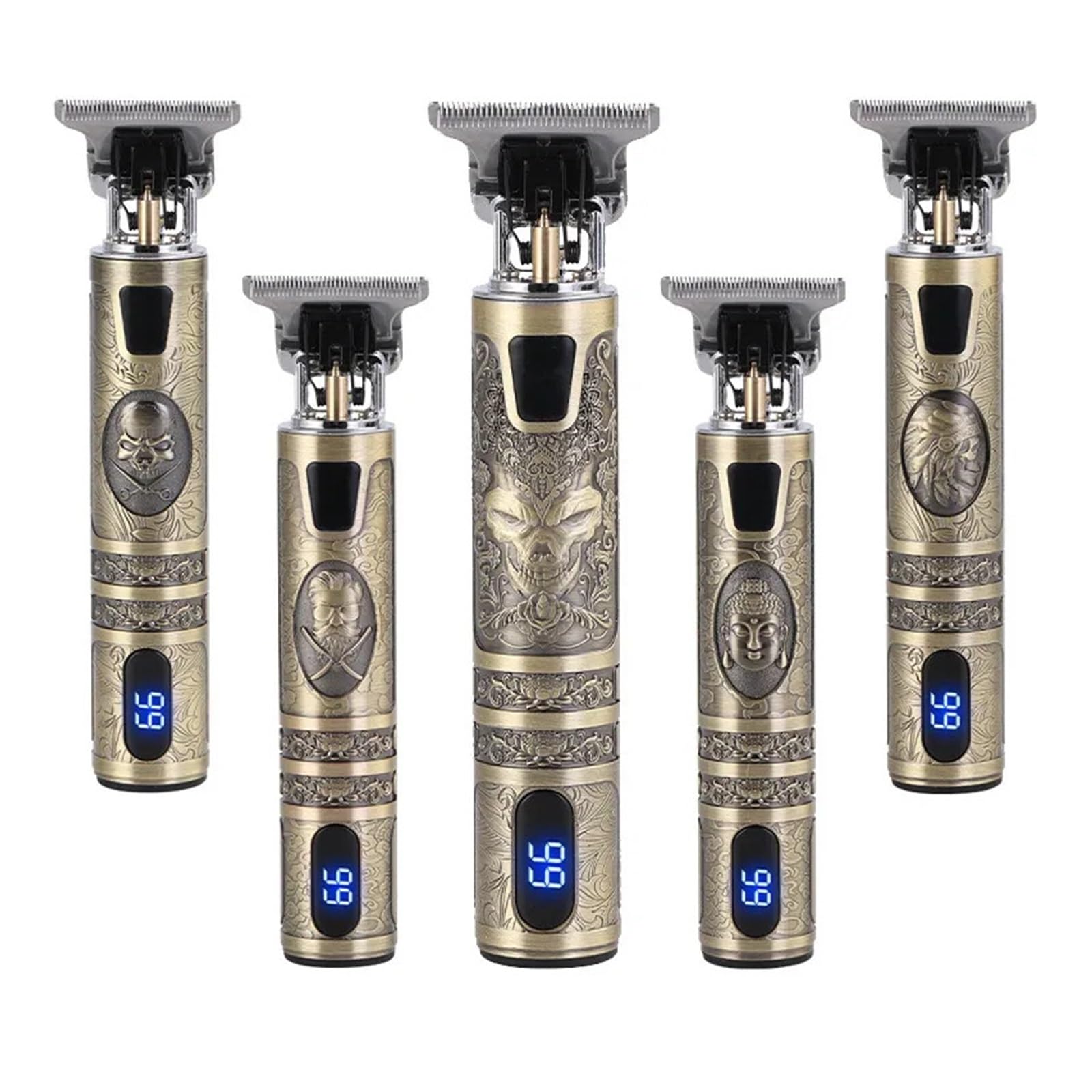 Professional T9 Men's Electric Shaver - Stainless Steel Cutter Head, Digital Display, Waterproof & Metal Body - Perfect for Home Grooming, Travel & Wet/Dry Shaving (Buddha Design)