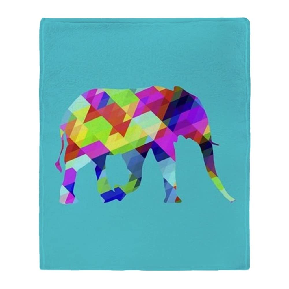 Colorful Elephant Fleece Throw Blanket - Soft 60