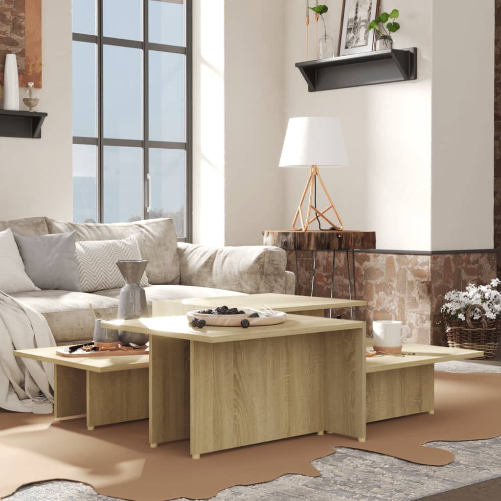 Modern Coffee Table Set of 2 - Sonoma Oak Finish 43.9