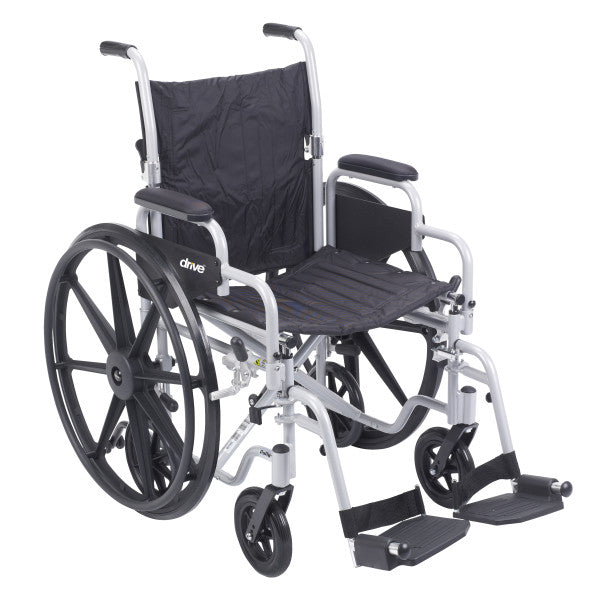 DRIVE™ PolyFly High Strength Lightweight Wheelchair & Transport Chair Combo - Durable Medical Mobility Aid for Indoor/Outdoor Use, Travel & Daily Activities