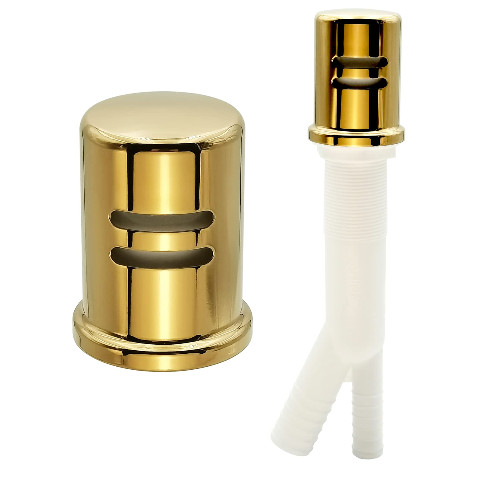 Premium Dishwasher Air Gap Kit with Cover & Matching Escutcheon - Solid Brass Replacement Cap in Polished Finish | Perfect for Kitchen Sink Installation & Dishwasher Maintenance