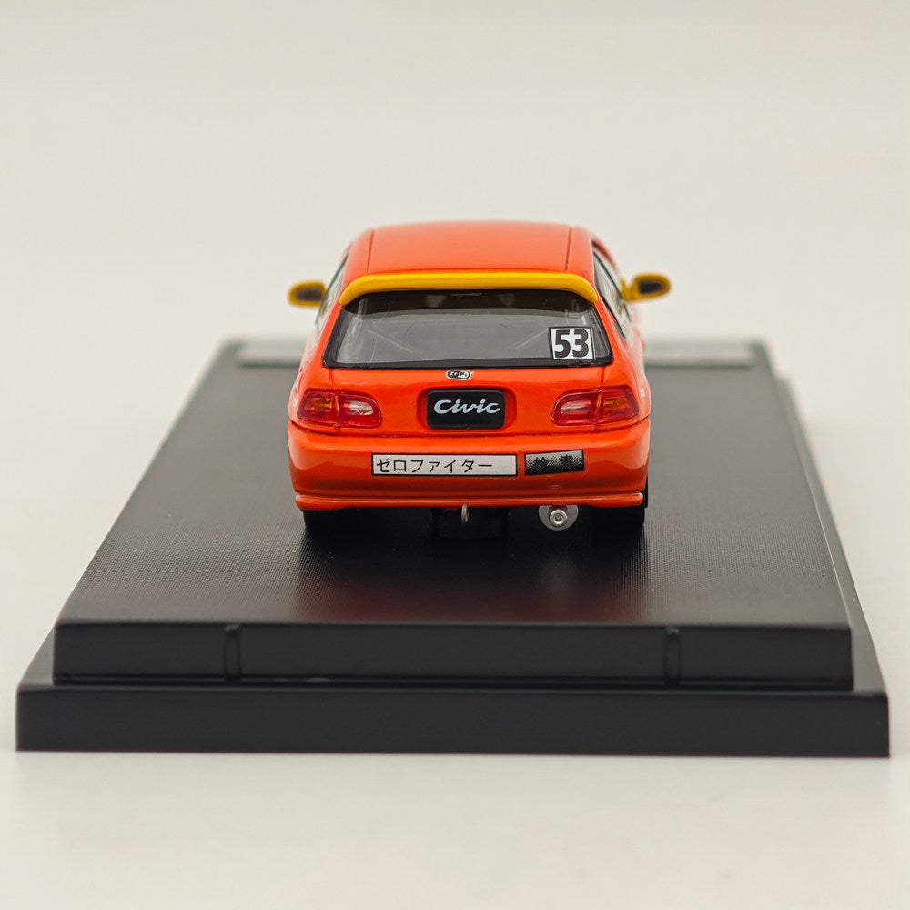 1:64 Scale Honda Civic Spoon EG6 ZeroFighter #53 Red Diecast Model Car - Collectible Toy for Racing Enthusiasts - Perfect for Display, Gifts, and Racing Scenes