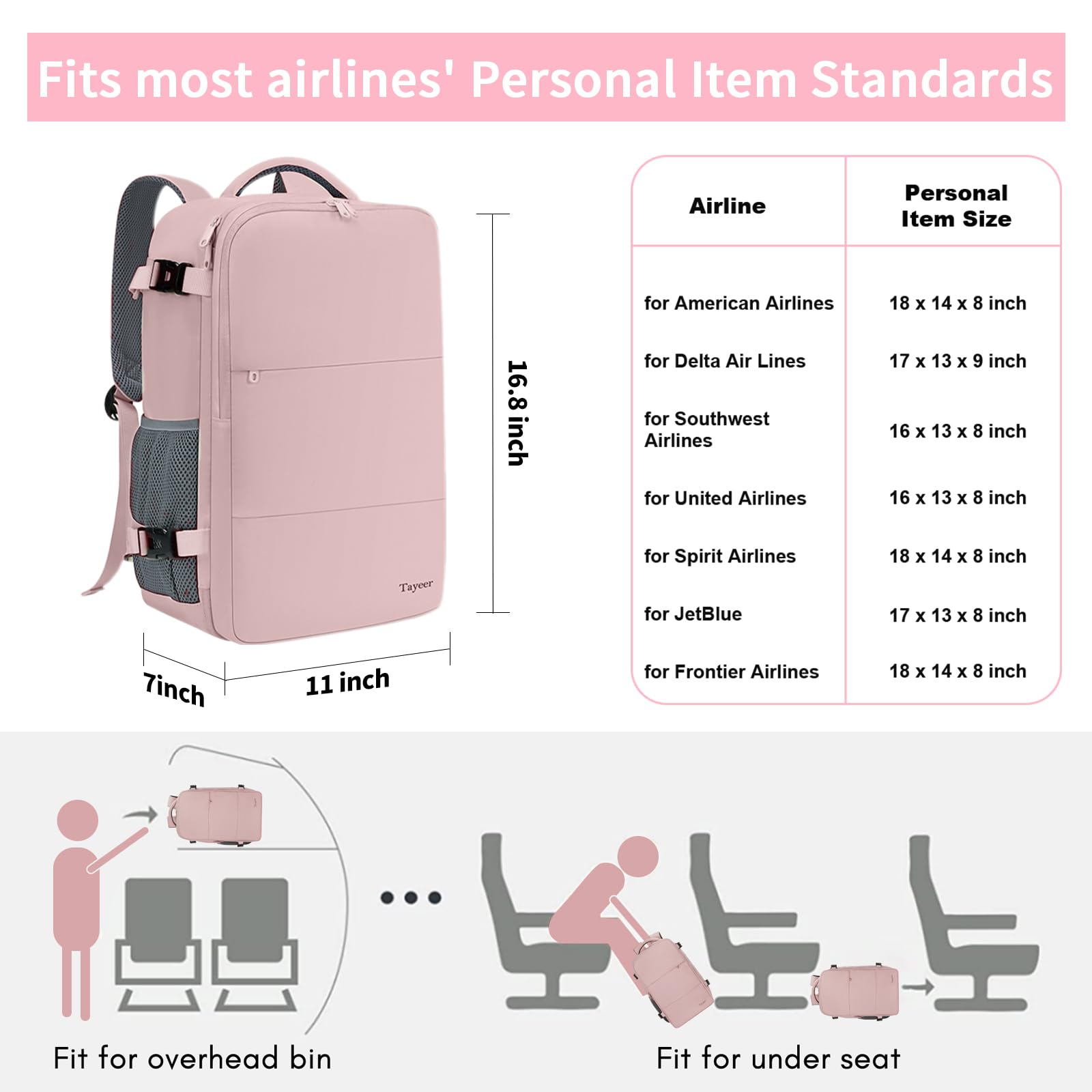 Taygeer Women's Travel Backpack with USB Charging Port & Shoe Compartment - 15.6 Inch TSA Approved Laptop Backpack for Flight, Nurse, Business & Hiking - Lightweight Carry On Weekender Daypack (Pink) | Perfect for Business Trips, College Commute & Weekend Getaways