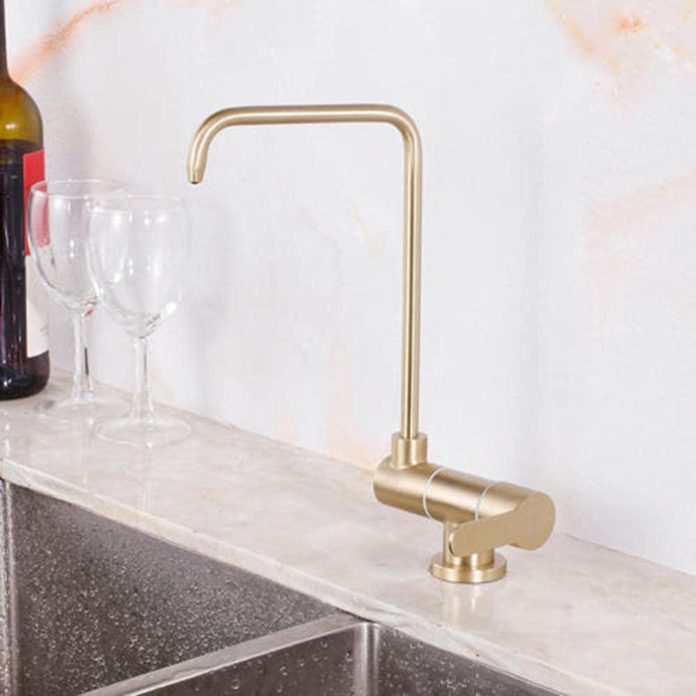 Brushed Gold Stainless Steel Water Filter Faucet - Pure Cold Water Dispenser for Kitchen Sink and Countertop Use