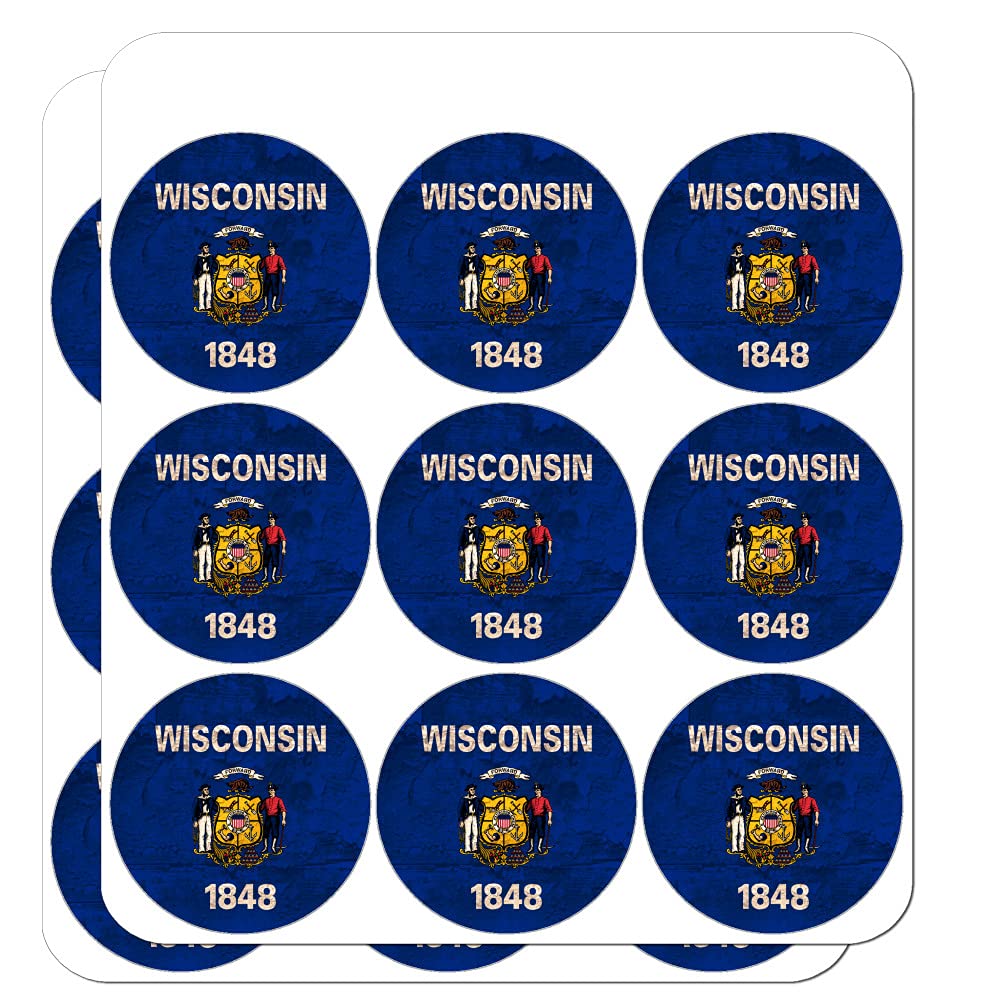 Vintage Wisconsin State Flag Stickers - Distressed USA Planner Decals for Scrapbooking, Journaling & DIY Crafts | Perfect for Bullet Journals, Travel Scrapbooks & Home Decor Projects