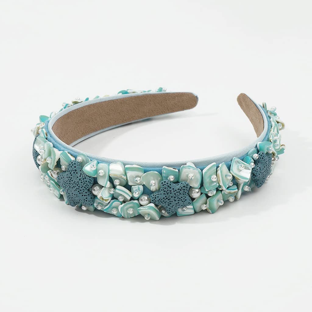 Bohemian Pearl Shell Starfish Hairband for Women - Beach Wedding Hair Accessory Jewelry (Color C, Size As Shown) | Perfect for Summer Vacations, Beach Parties and Boho Style Outfits