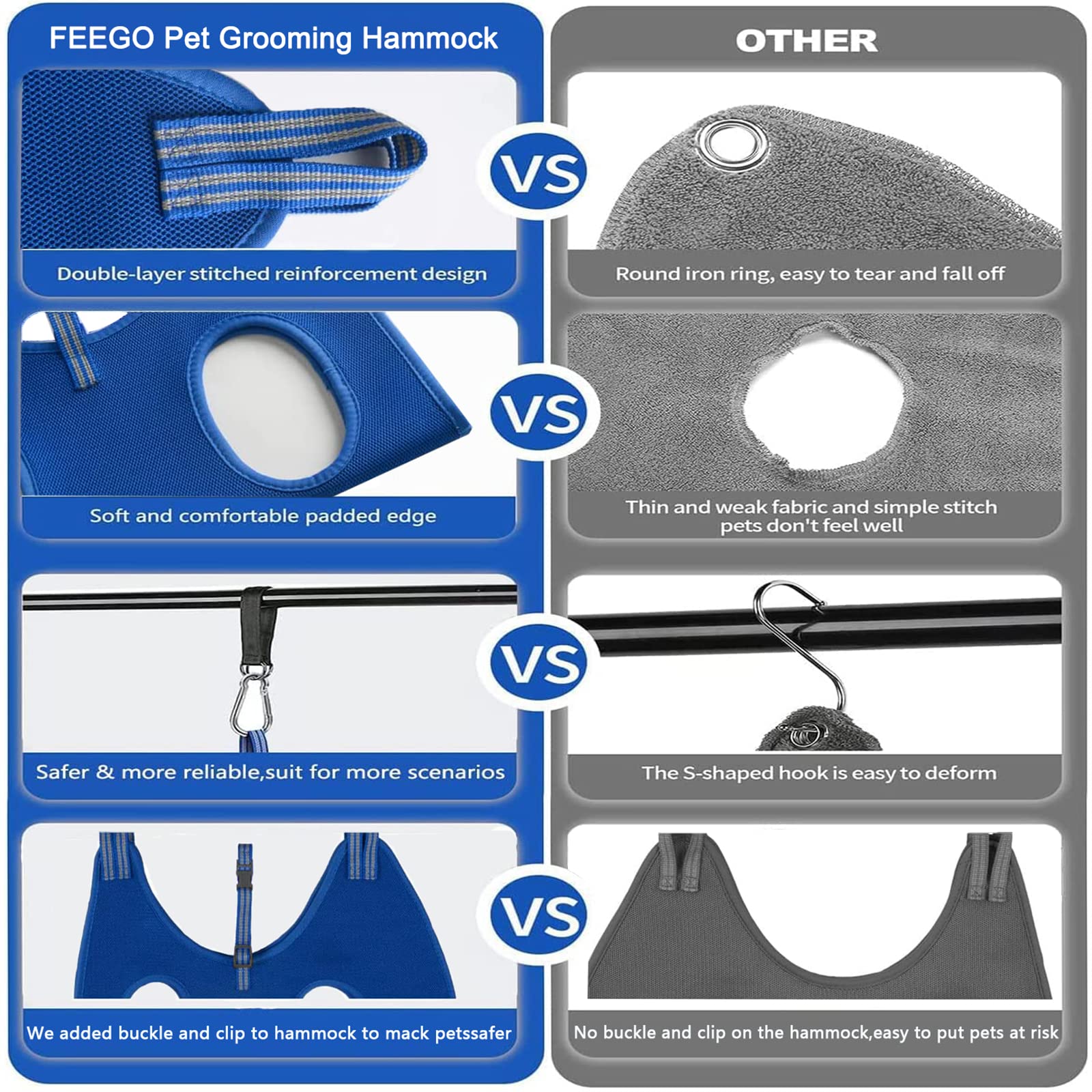 FEEGO Pet Grooming Hammock for Small Dogs & Cats - Adjustable Dog Grooming Sling Harness with Safety Straps - Nail Trimming Bag for Puppies, Kittens - Perfect for Nail Clipping, Ear Cleaning & Eye Care at Home or Vet Clinic