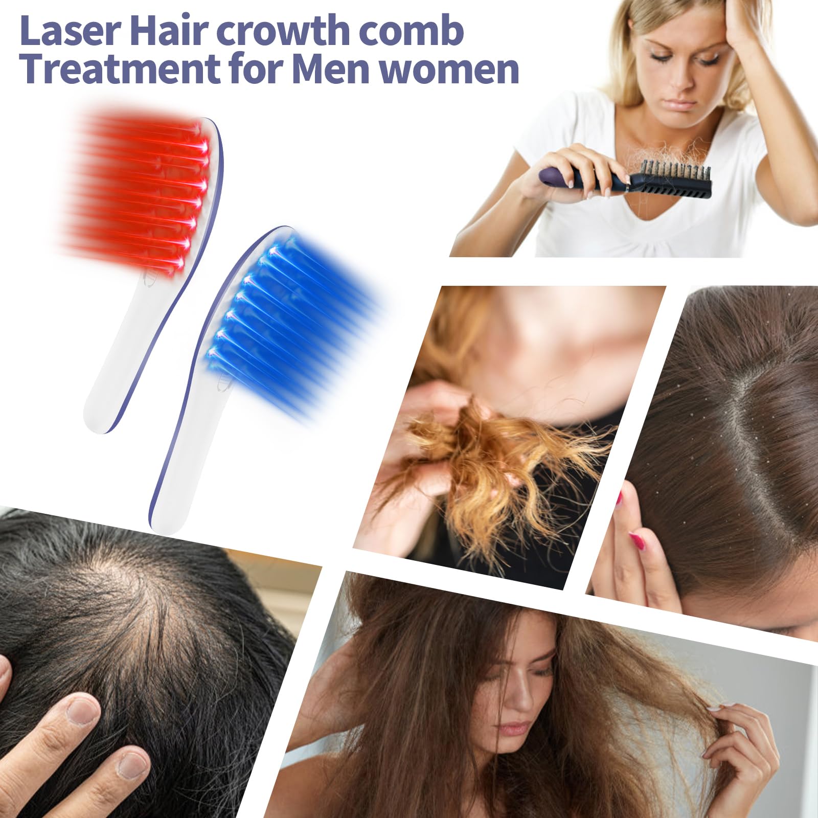 Laser Hair Growth Comb for Women & Men - Electric Scalp Massager with Laser Therapy Technology to Stimulate Hair Regrowth | At-Home Hair Care Device for Thinning Hair & Scalp Health