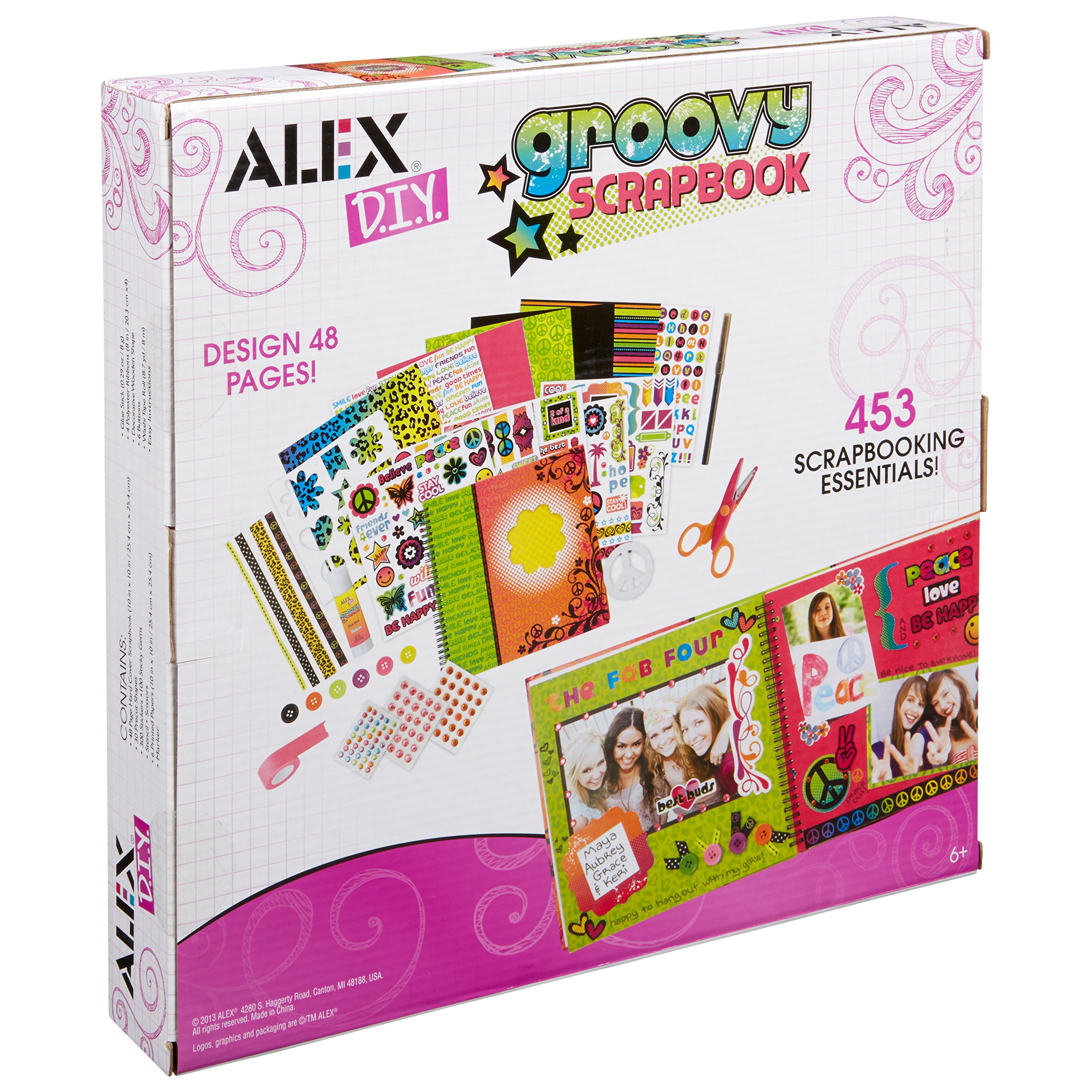 Alex Craft Groovy Scrapbook Kit - 48 Pages Creative Art Activity for Kids Ages 6+, Fun & Easy DIY Craft Project for Children's Imagination Development - Perfect for Birthday Gifts, School Projects & Family Bonding Time