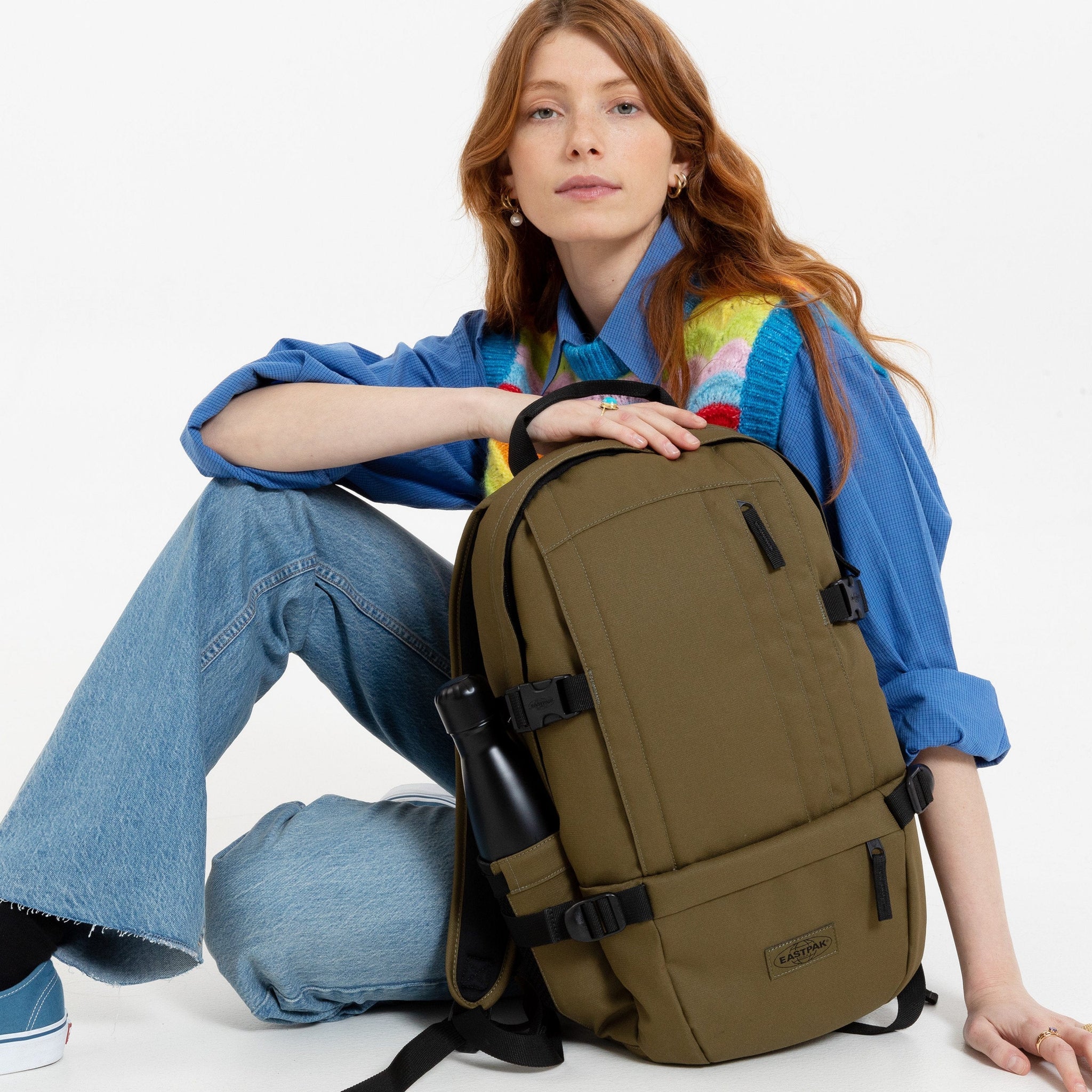 Eastpak Floid CS Backpack - Durable Mono Army Design for School, Travel & Everyday Use | Water-Resistant & Spacious Compartments