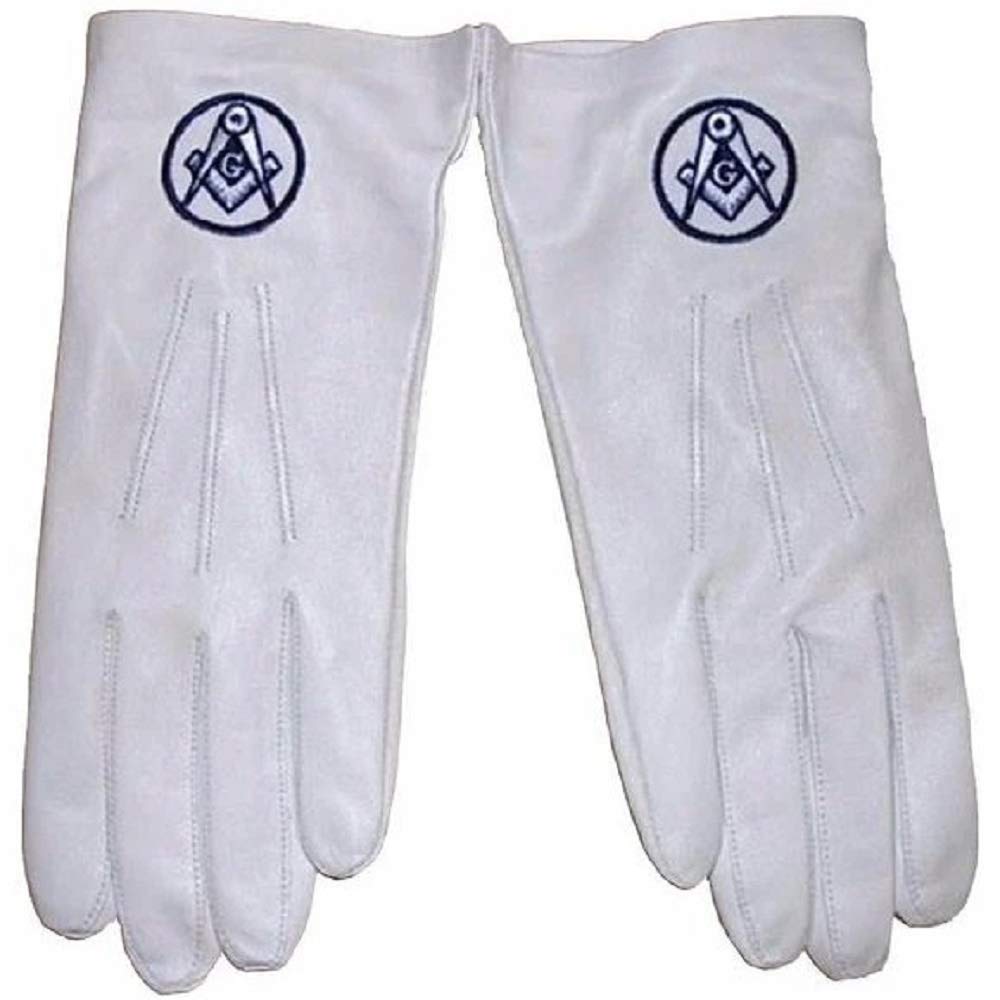 Masonic Gloves for Men - Soft Leather with Square & Compass Embroidery - Size Medium - Perfect for Lodge Meetings, Rituals & Formal Events