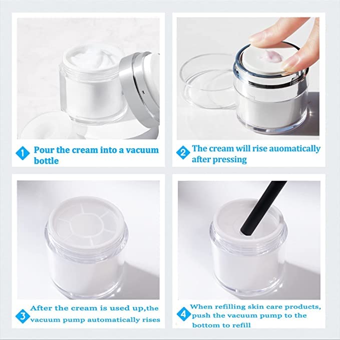 Kesig® Airless Pump Cream Bottle - 2oz Refillable Vacuum Cosmetic Container for Face Lotion, Lip Balm & Moisturizer | Acrylic & Silicone Travel Makeup Jar | Perfect for Skincare Routine, Travel Essentials & Daily Beauty Care