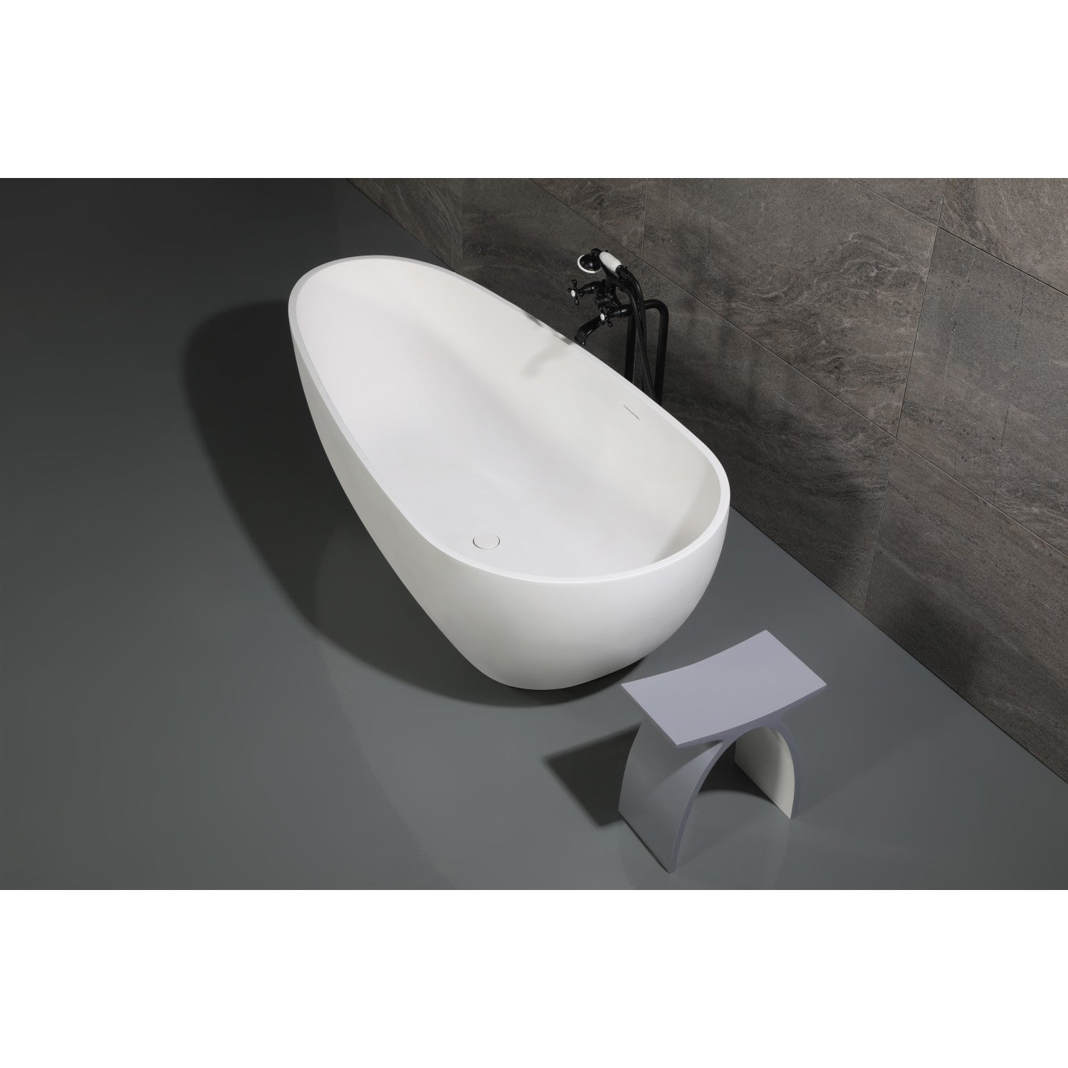 Arcticstone VRTOV713422 72-Inch Freestanding Acrylic Egg-Shaped Bathtub - Double Ended Soaking Tub with Drain - Glossy White & Matte White Finish - Perfect for Modern Bathrooms & Spa Retreats
