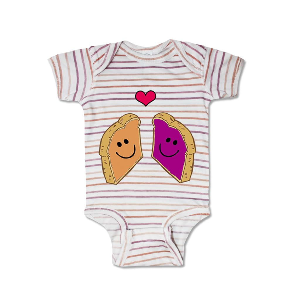 Peanut Butter & Jelly Toast Baby Bodysuit - 100% Cotton Cute Infant Onesie for Boys & Girls | Perfect for Valentine's Day, Family Photos & Everyday Wear