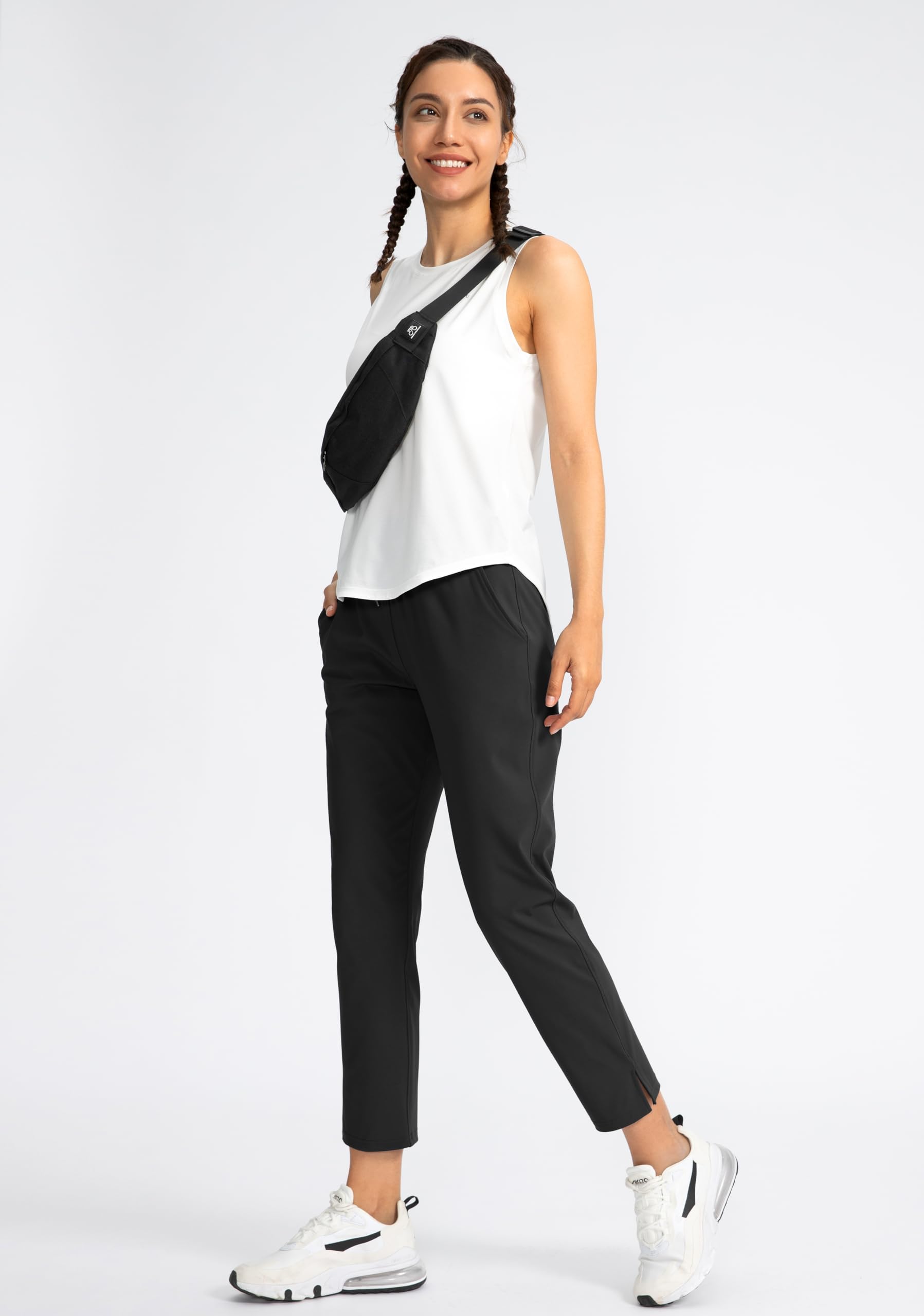 Soothfeel Women's High Waisted Stretch Sweatpants - 7/8 Length with 4 Pockets - Athletic Workout, Golf & Travel Pants for Women - Perfect for Yoga, Running, Gym & Casual Wear