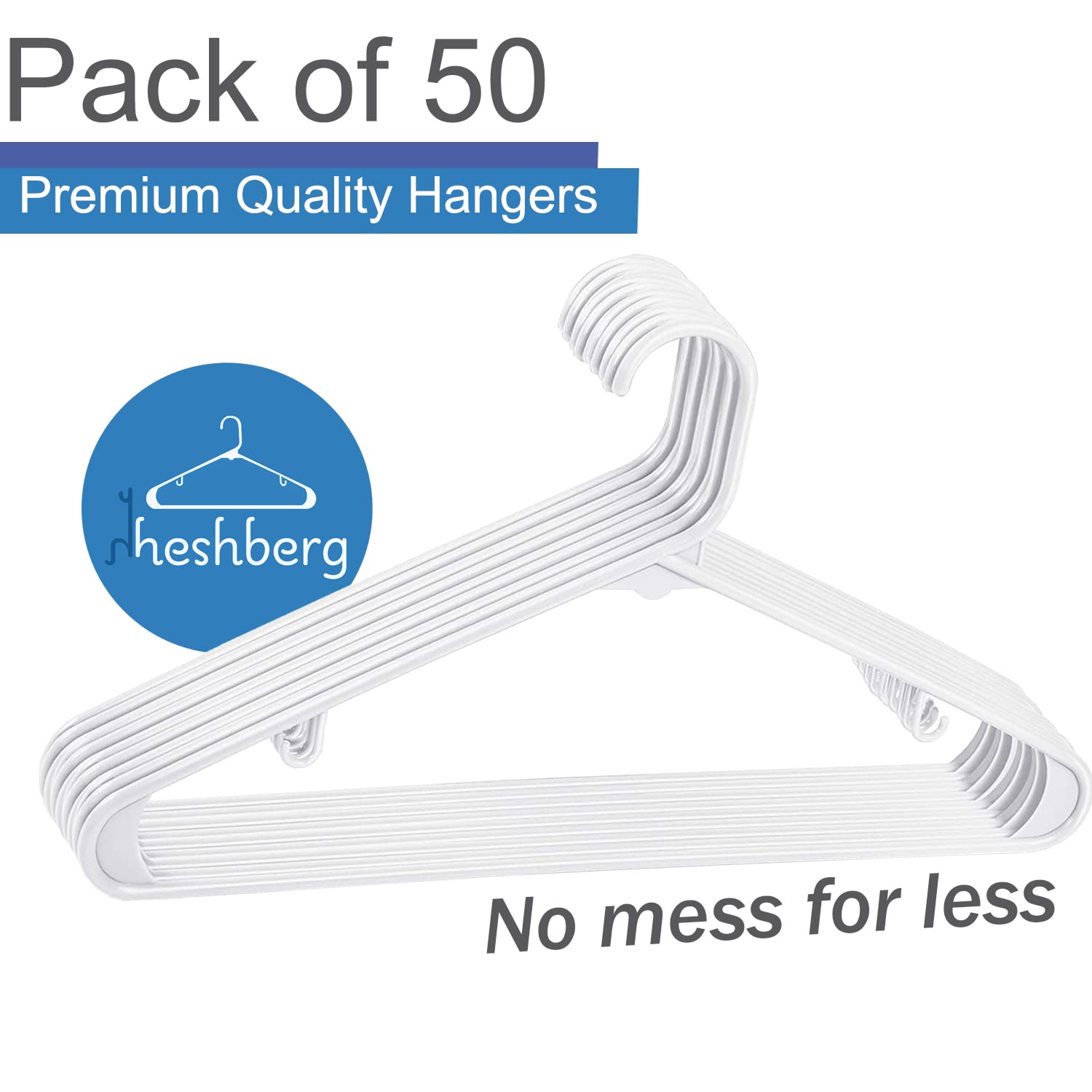 50 Pack White Space Saving Collapsible Plastic Hangers with Cascading Hooks - Magic Extenders for Shirts, Coats, Pants, Dresses & Skirts - Closet Storage Organizer Rack for Everyday Use - Perfect for Small Spaces & Travel