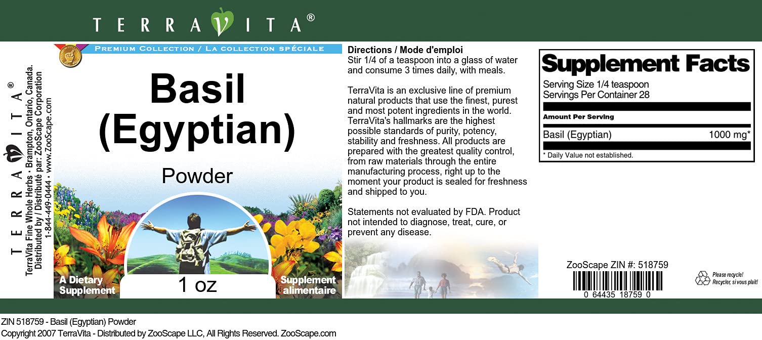 Premium Egyptian Basil Powder - 1 oz (ZIN: 518759) | Organic Culinary Herb for Cooking, Seasoning & Mediterranean Dishes