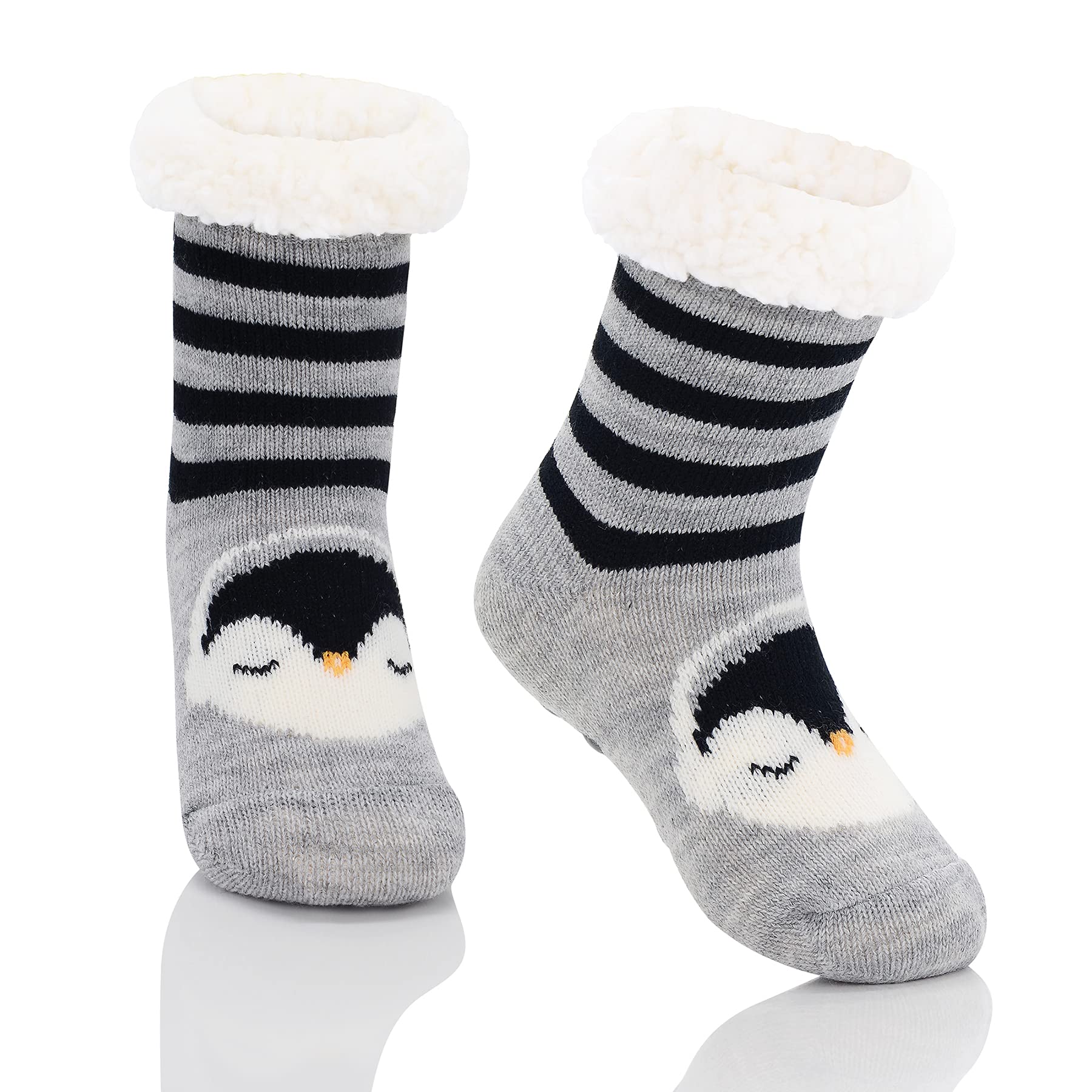 Zando Boys & Girls Warm Anti-Skid Fuzzy Slipper Socks - Soft Fluffy Fleece Winter Socks for Toddlers & Kids - Perfect for Indoor Play, Cozy Home Wear & Cold Weather Comfort