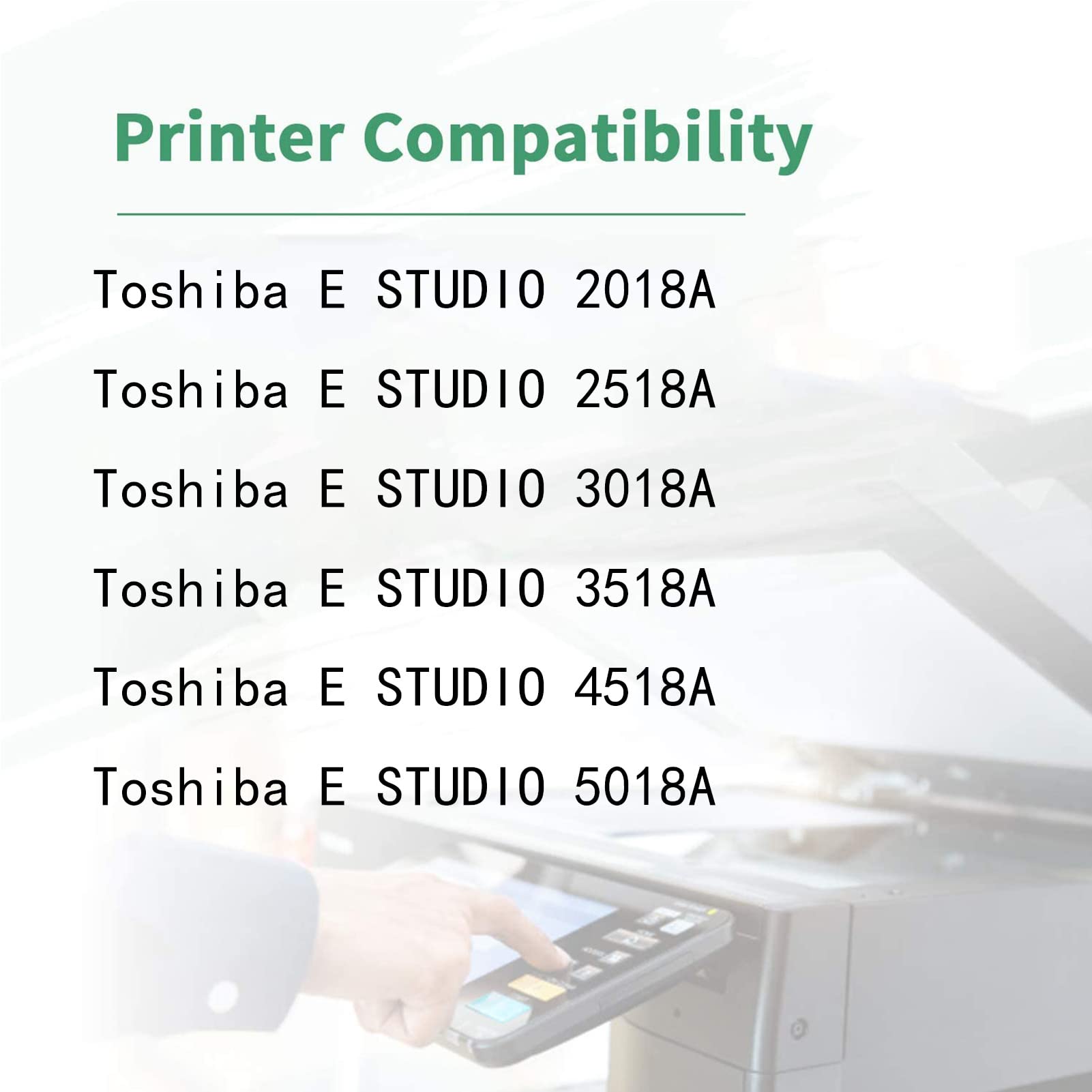 High-Quality Compatible Toner Cartridge Replacement for Toshiba T5018U/T-5018U - Works with E STUDIO 2018A/2518A/3018A/3518A/4518A/5018A Printers - Perfect for Office, Home & Business Printing Needs