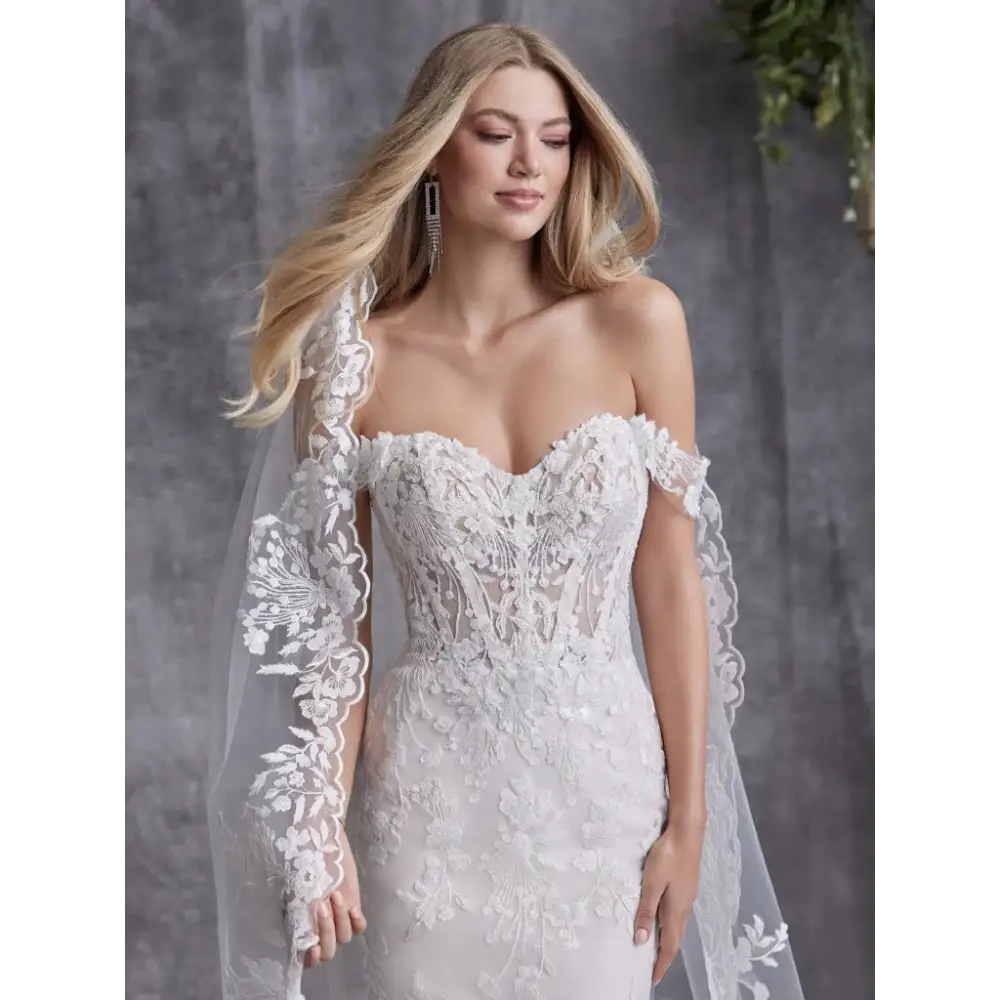 Maggie Sottero Harlem Lane Wedding Dress – Elegant Lace Bridal Gown for Church Ceremony & Outdoor Photography